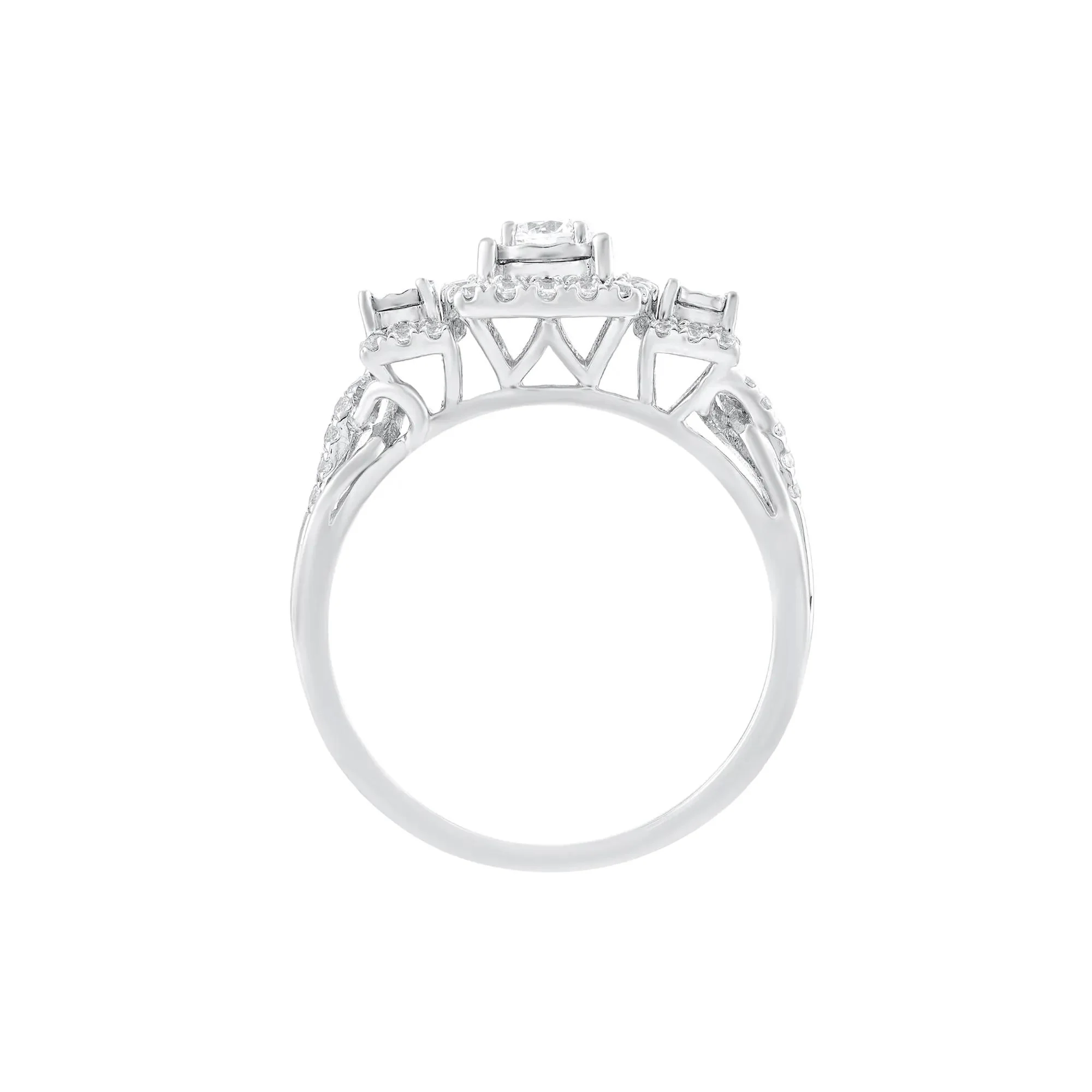 1/2 CT. Tw. Diamond Three-Stone Engagement Ring 10K White Gold Round Brilliant Cut Size 8 - Image 2