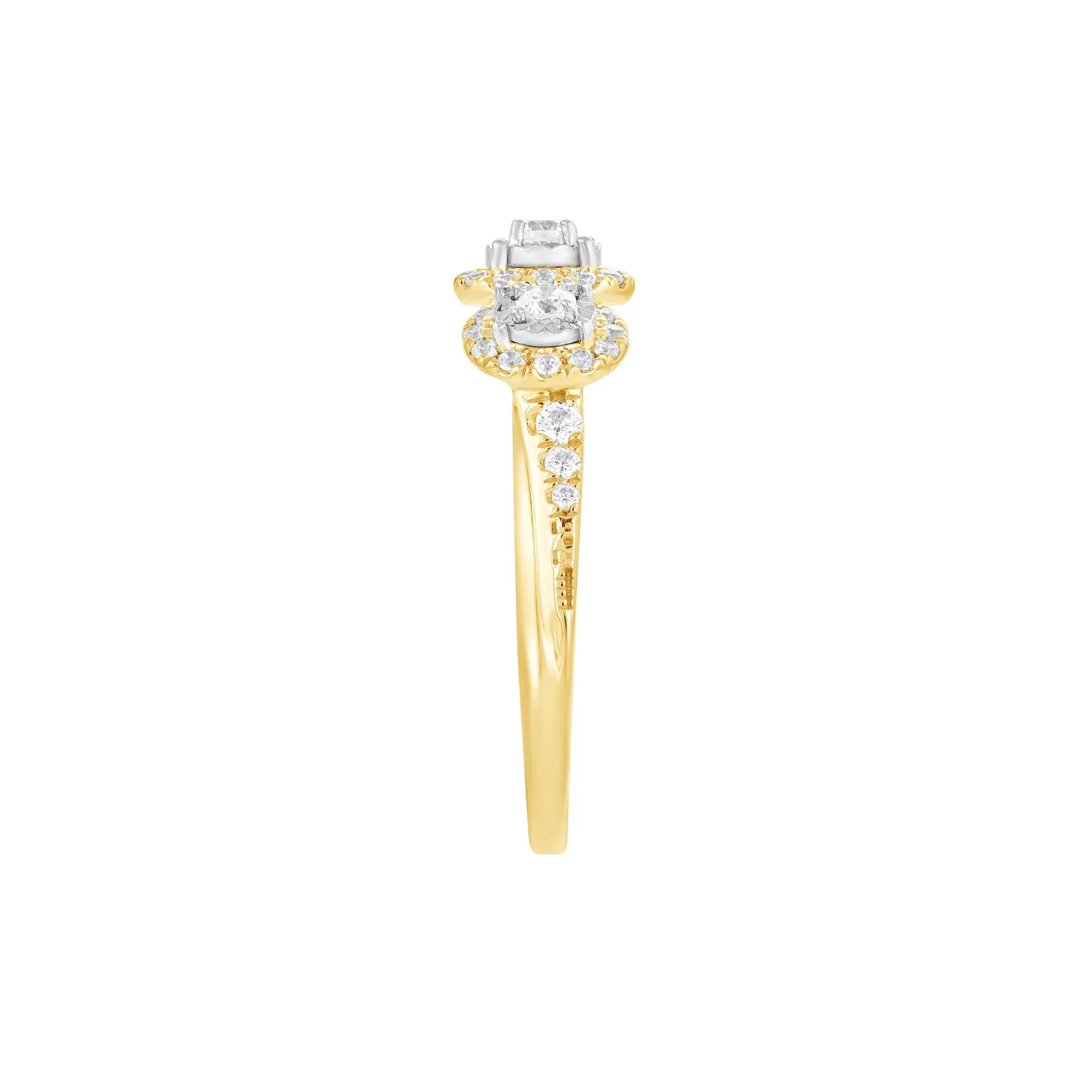 1/2 CT. Tw. Diamond Three-Stone Engagement Ring 10K Yellow Gold Round Brilliant Cut Size 6 - Image 3