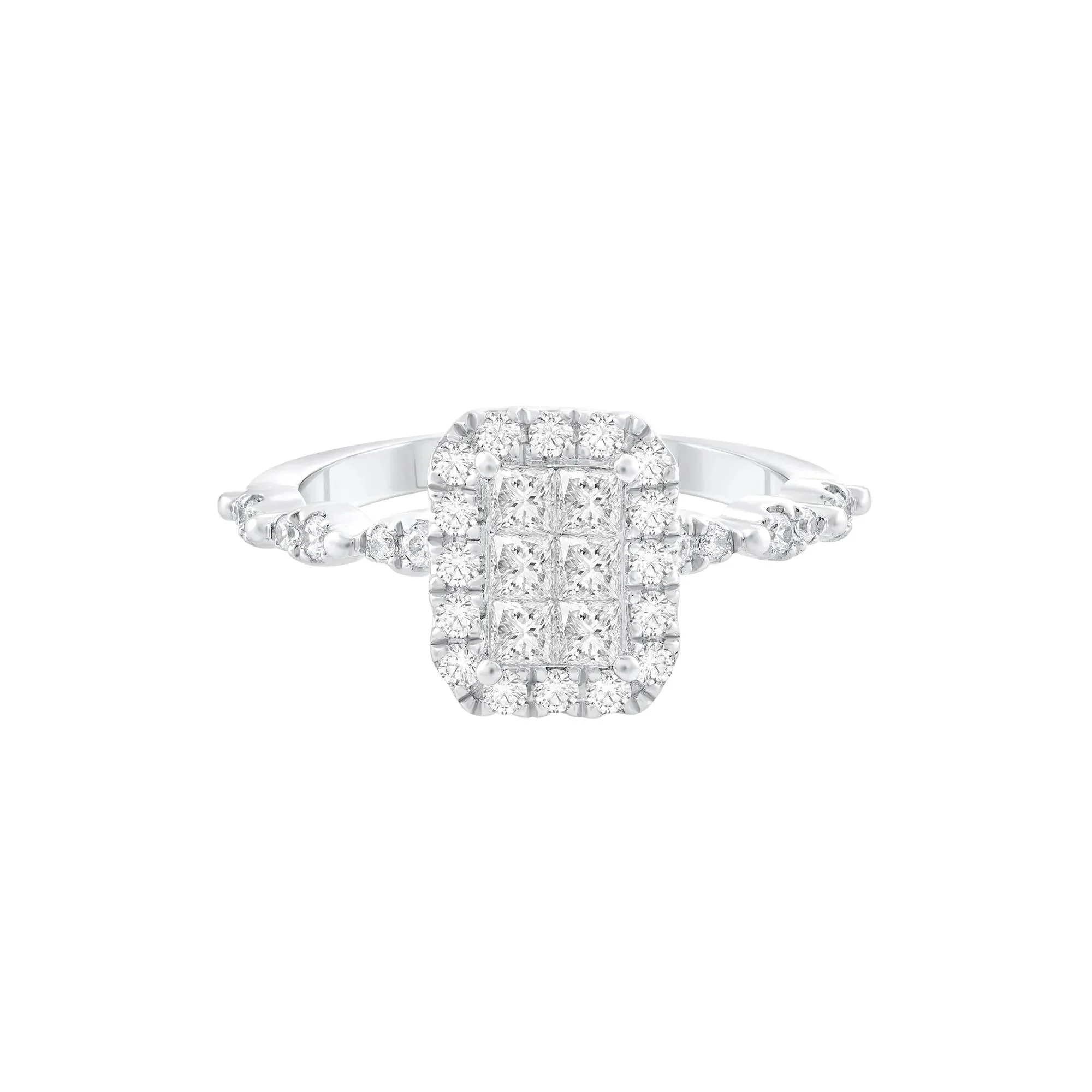 3/4 CT. Tw. Diamond Composite Engagement Ring 10K White Gold Round Brilliant Cut Size 6.5