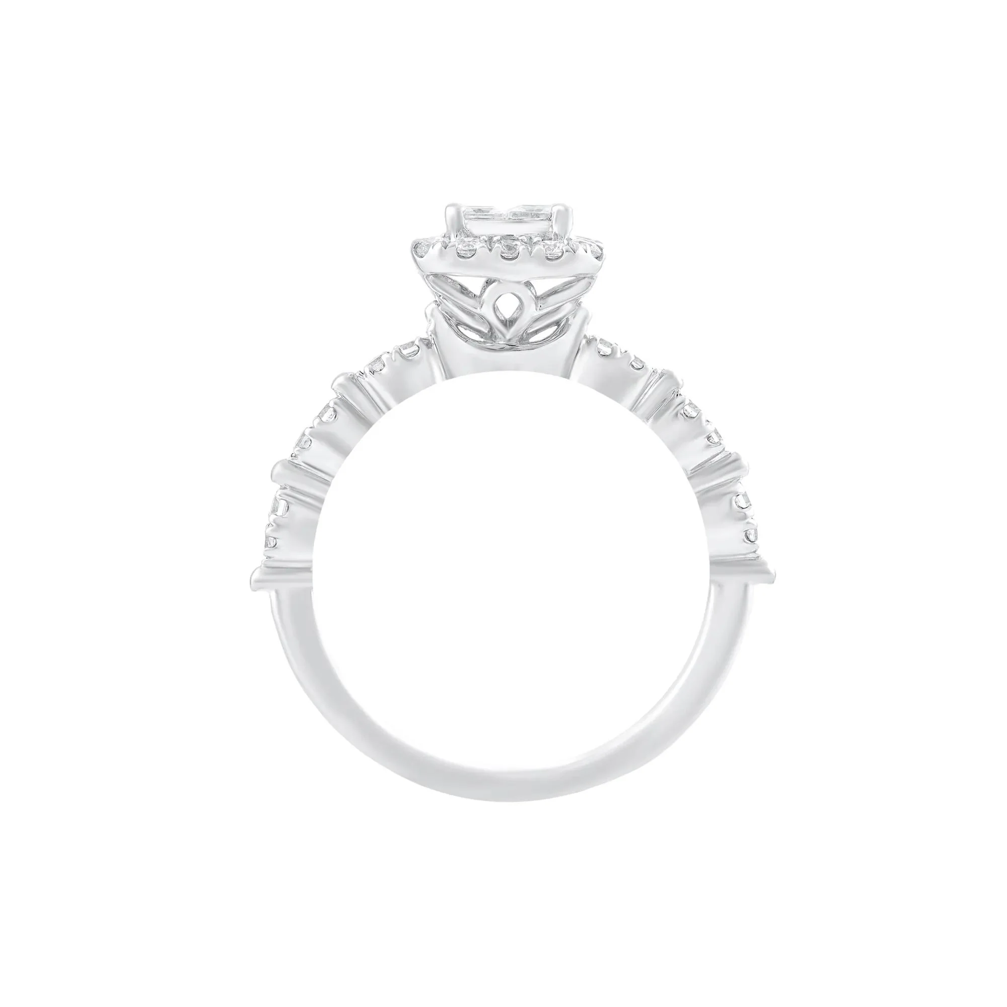 3/4 CT. Tw. Diamond Composite Engagement Ring 10K White Gold Round Brilliant Cut Size 6.5 - Image 2