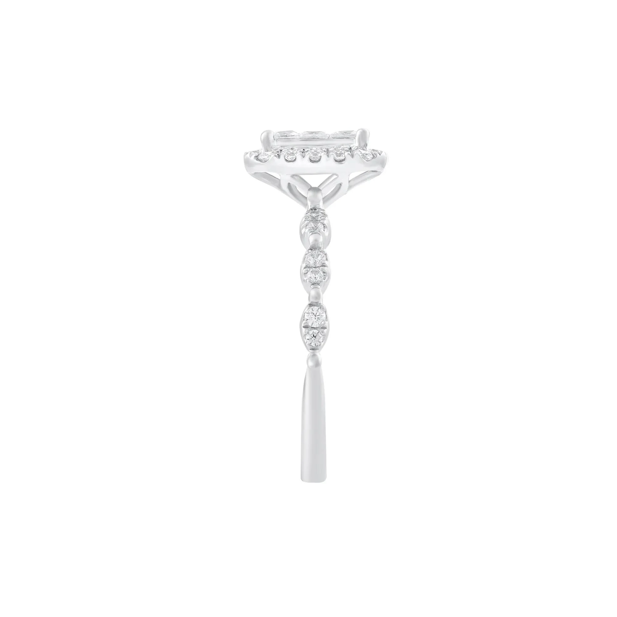 3/4 CT. Tw. Diamond Composite Engagement Ring 10K White Gold Round Brilliant Cut Size 8 - Image 3