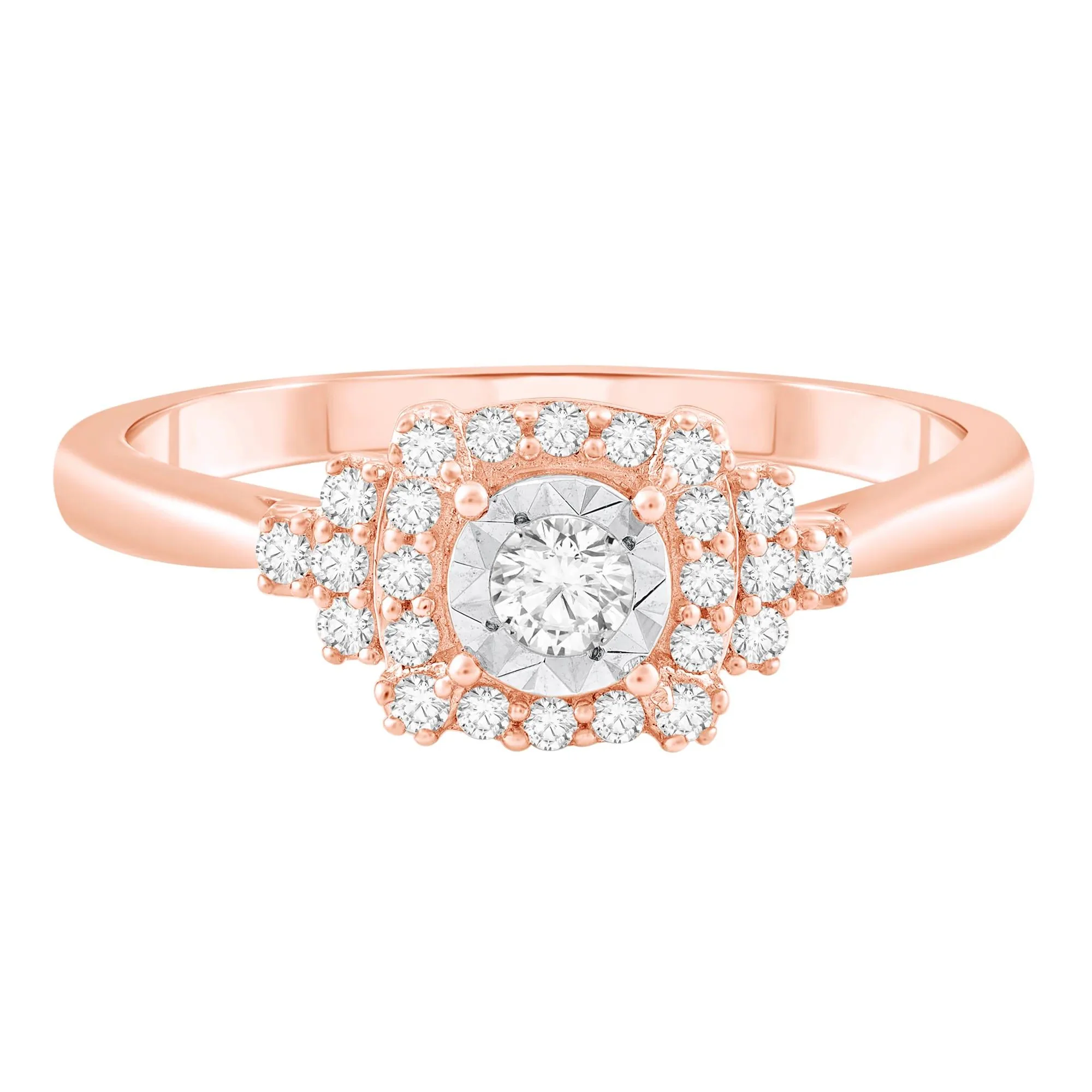 1/4 CT. Tw. Diamond Ring 10K Rose Gold Round Brilliant Cut Size 5