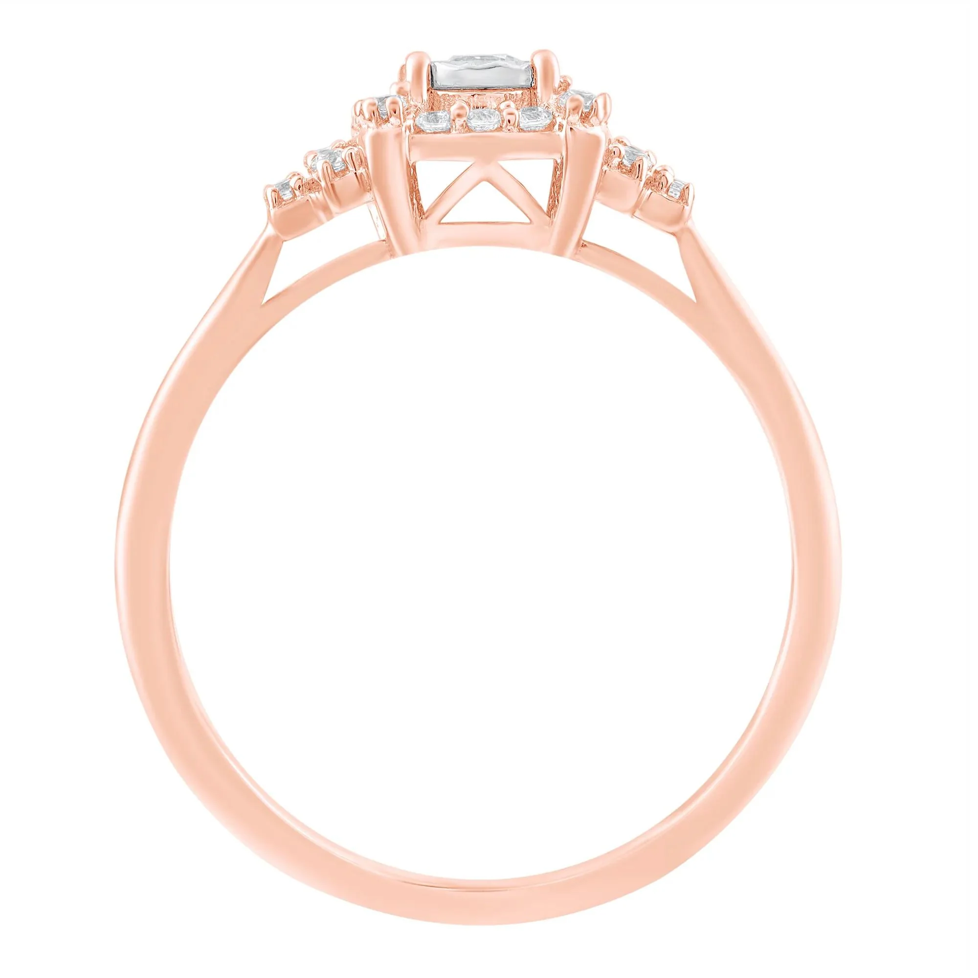 1/4 CT. Tw. Diamond Ring 10K Rose Gold Round Brilliant Cut Size 9 - Image 2