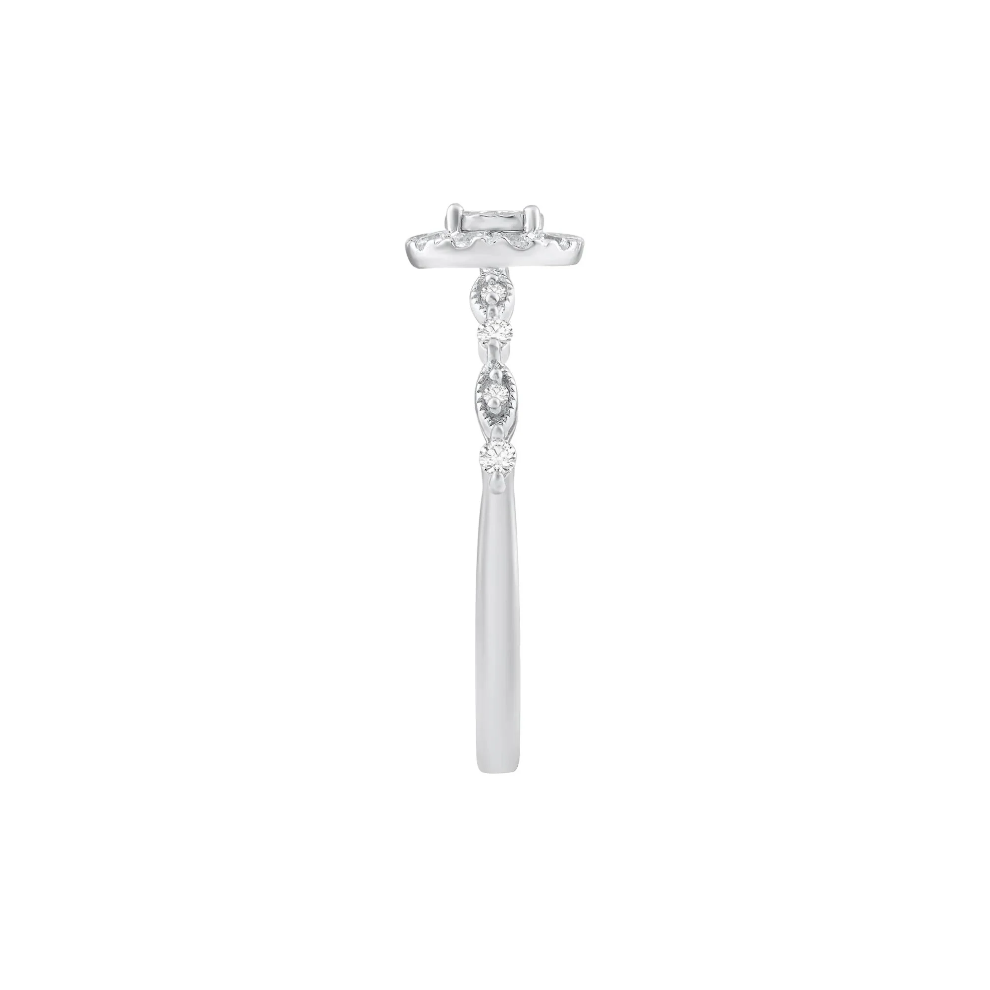 1/4 CT. Tw. Diamond Halo Promise Ring 10K White Gold Round Brilliant Cut Size 8 - Image 3
