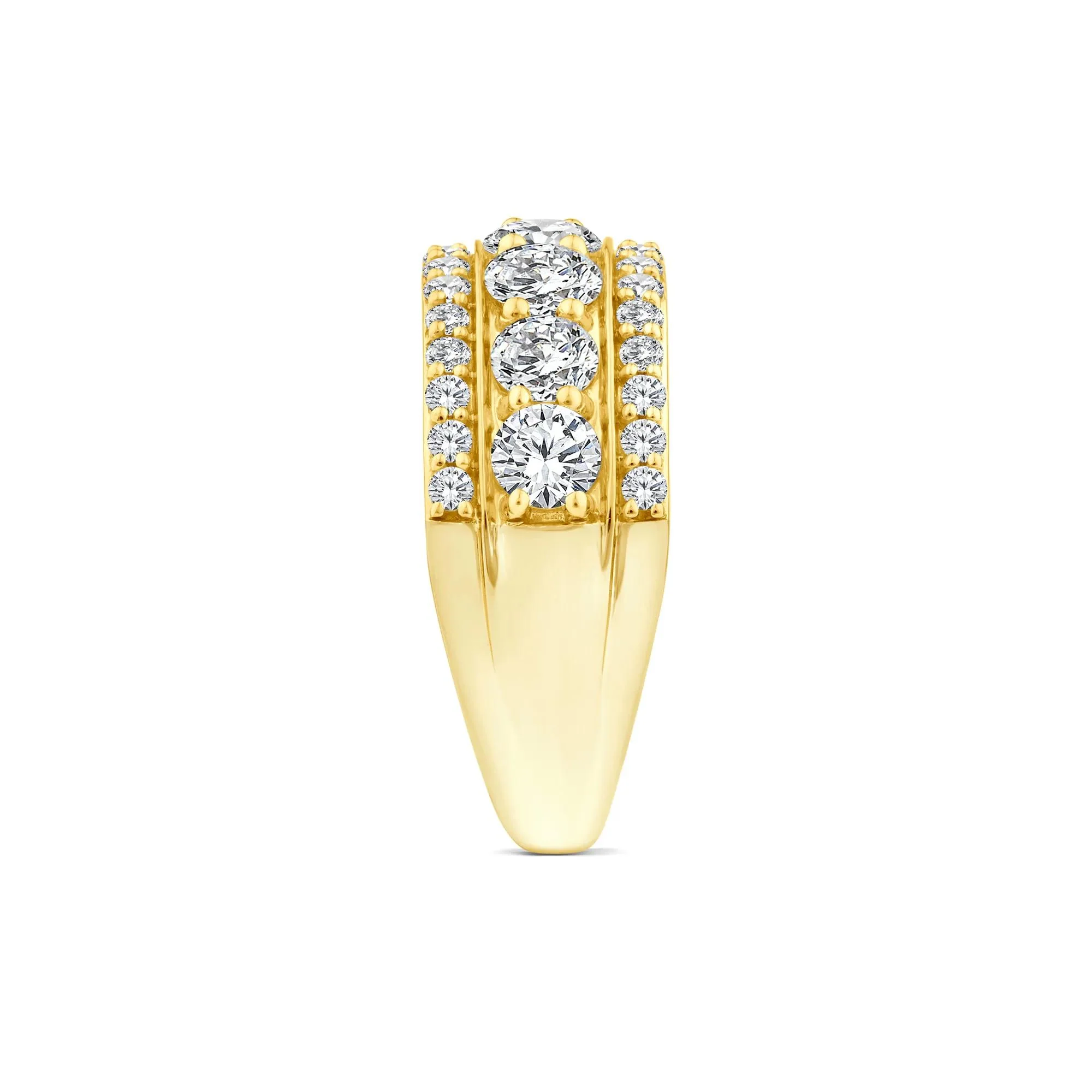 2 CT. Tw. Lab Grown Diamond Three-Row Band Ring 10K Yellow Gold Size 7 - Image 3
