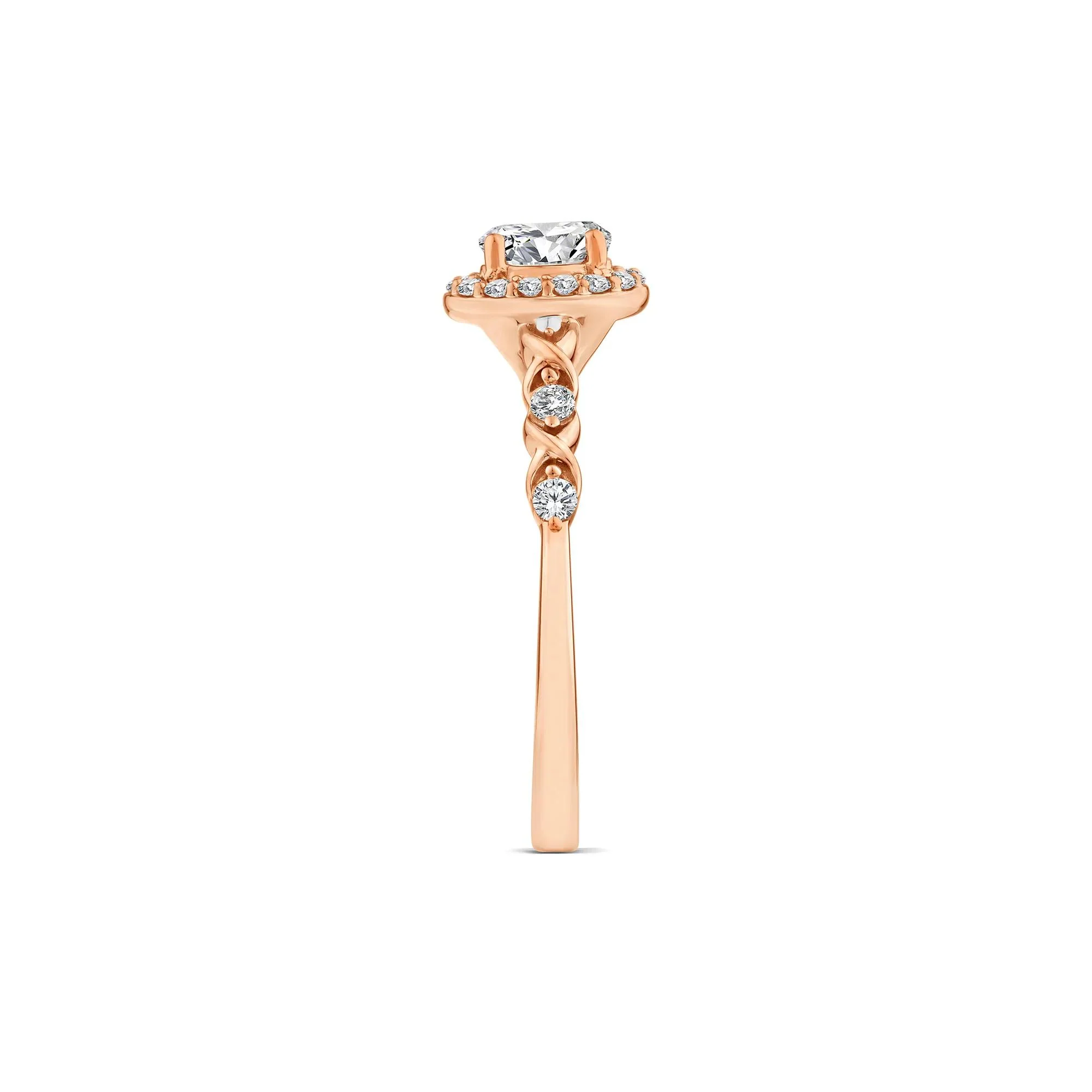 1/2 CT. Tw. Lab Grown Diamond Oval Halo Promise Ring 10K Rose Gold Round Brilliant Cut Size 6.5 - Image 3