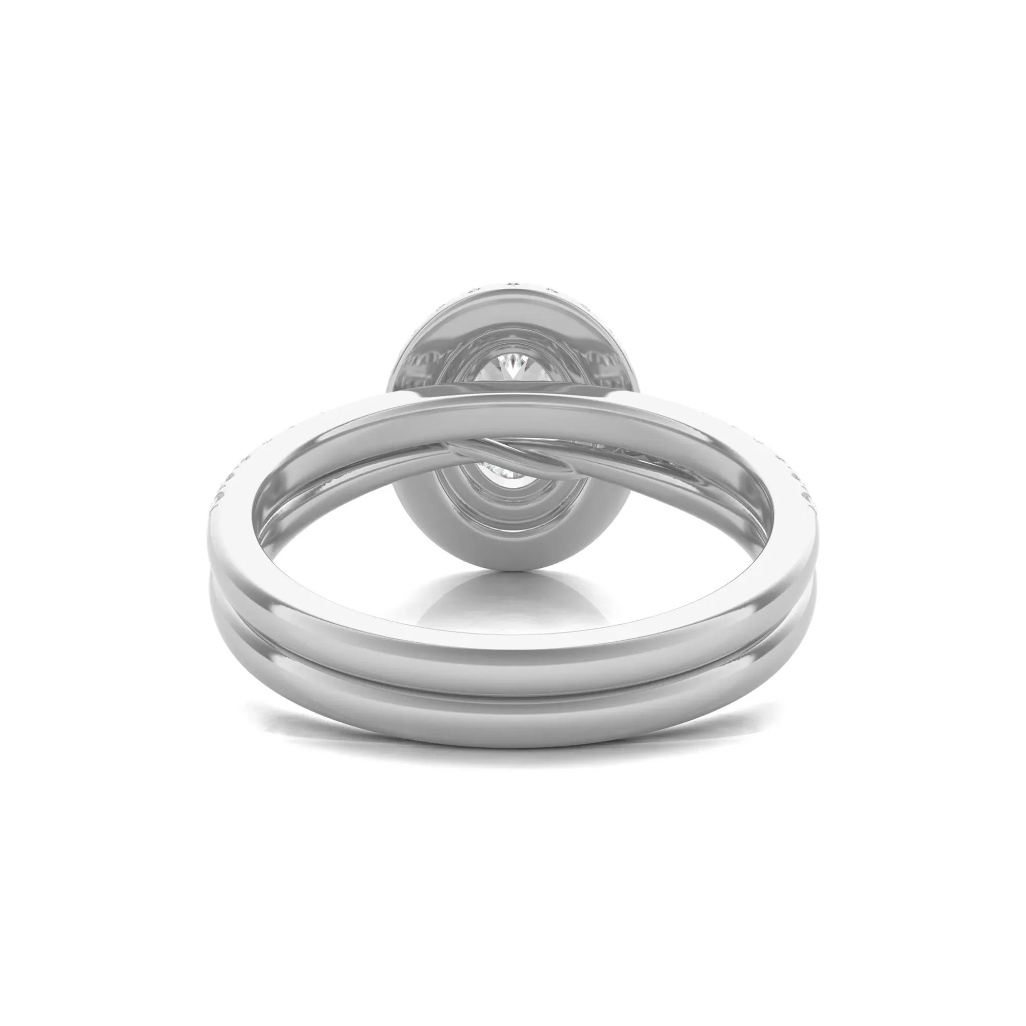 1/2 CT. Tw. Diamond Halo Engagement Ring Set 14K White Gold Round Brilliant Cut Size 8 - Image 6