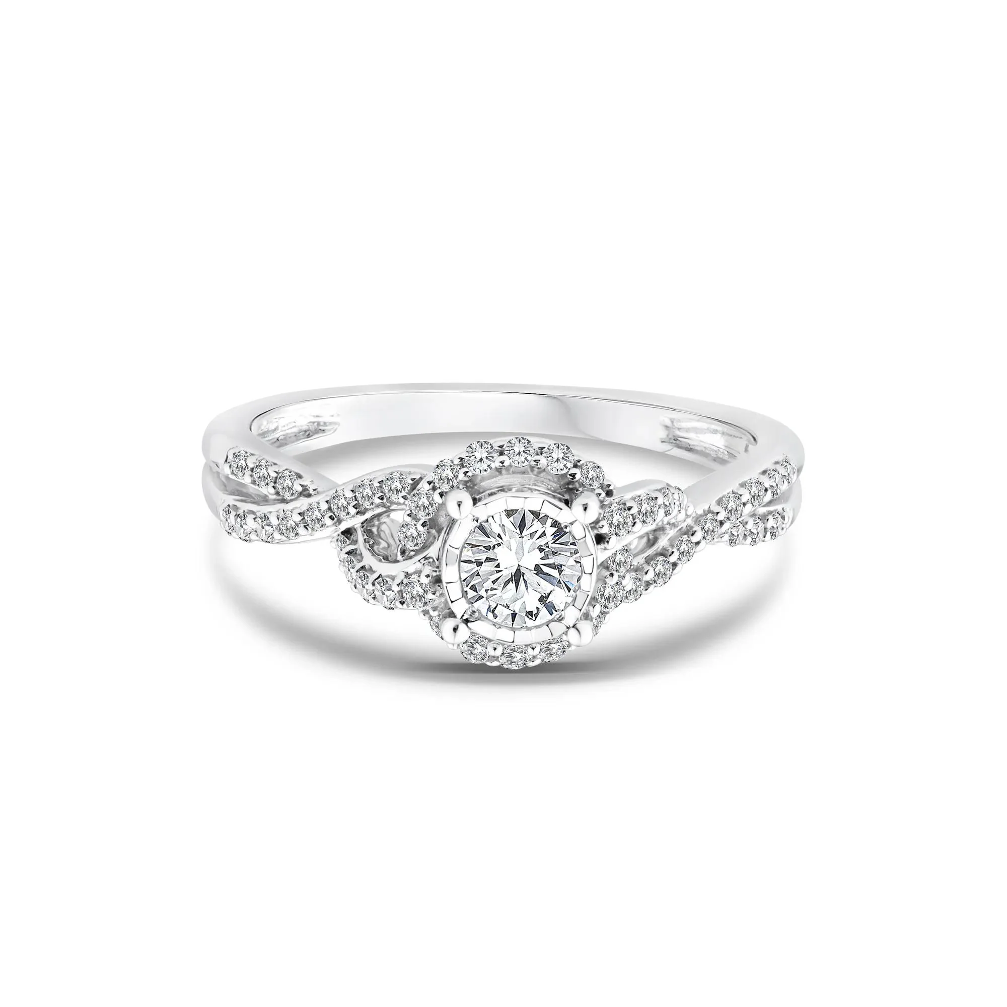 1/2 CT. Tw. Lab Grown Diamond Promise Ring 10K White Gold Round Brilliant Cut Size 7.5