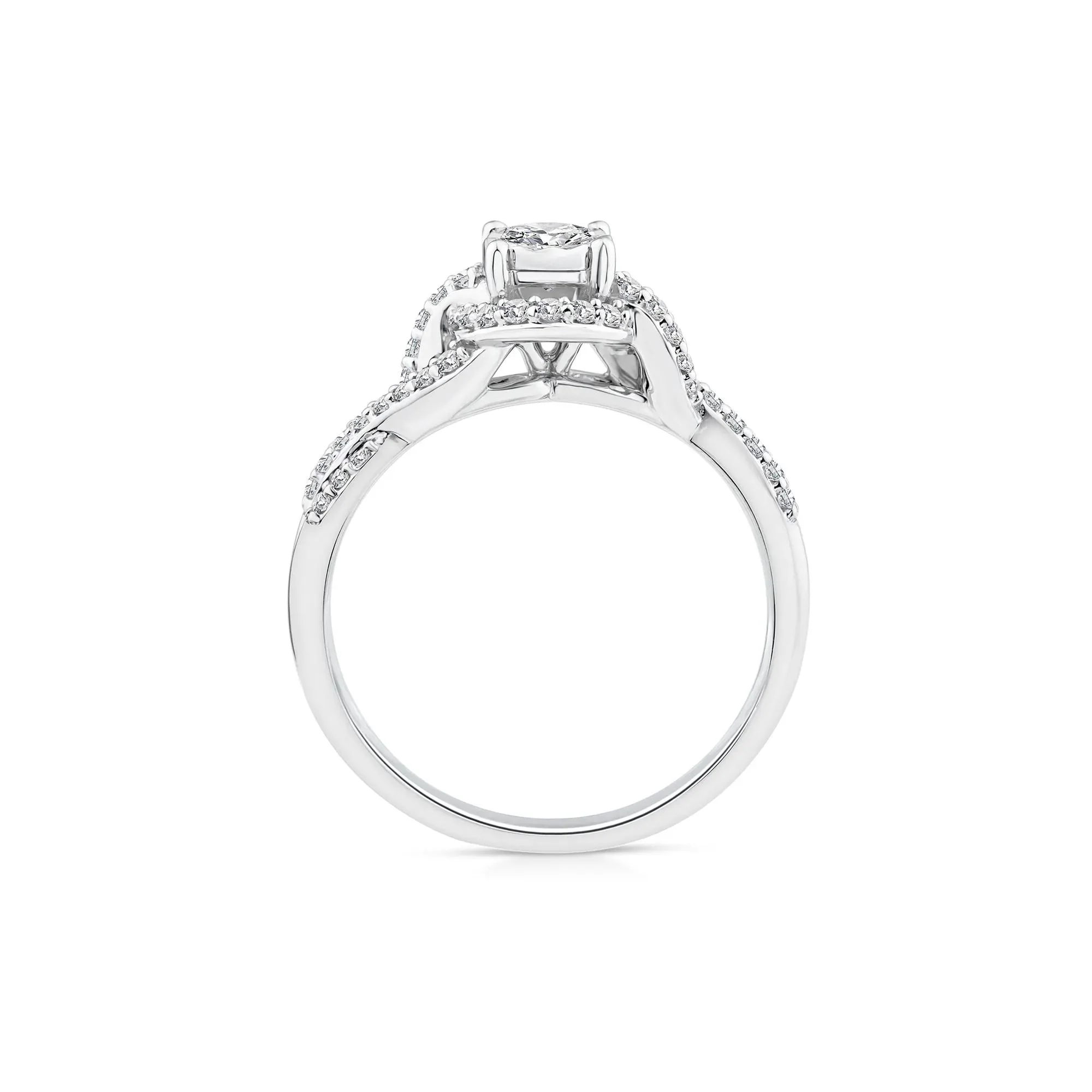 1/2 CT. Tw. Lab Grown Diamond Promise Ring 10K White Gold Round Brilliant Cut Size 7.5 - Image 2