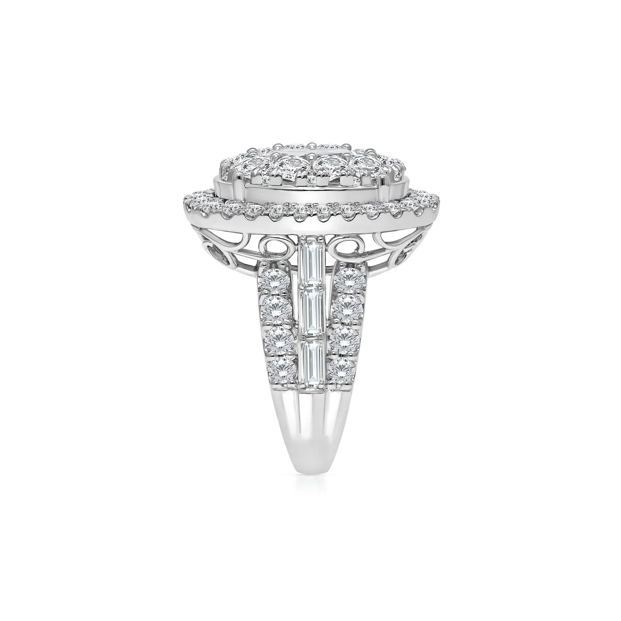 5 CT. Tw. Lab Grown Diamond Composite Ring 10K White Gold Round Brilliant Cut Size 8 - Image 3