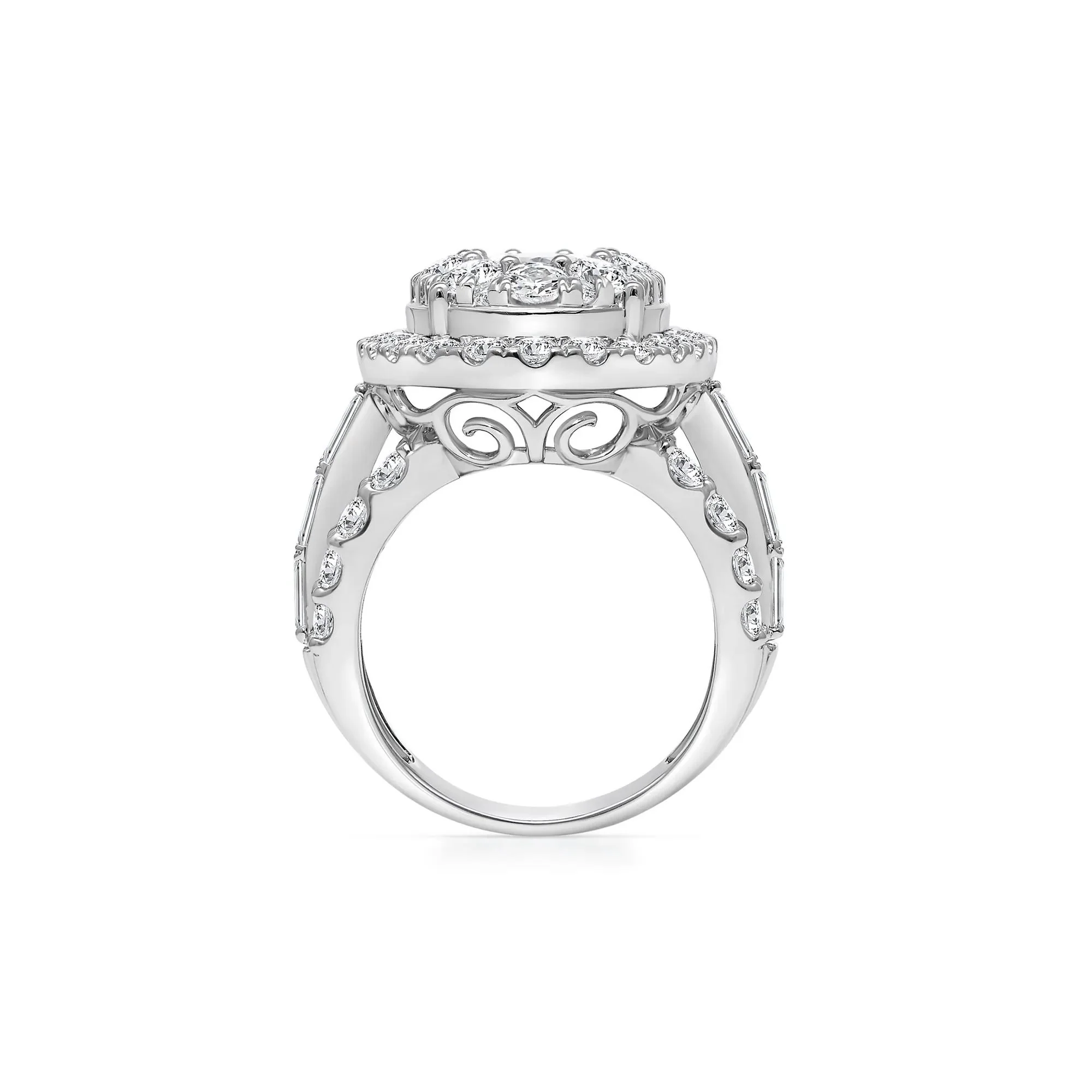 5 CT. Tw. Lab Grown Diamond Composite Ring 10K White Gold Round Brilliant Cut Size 8.5 - Image 2