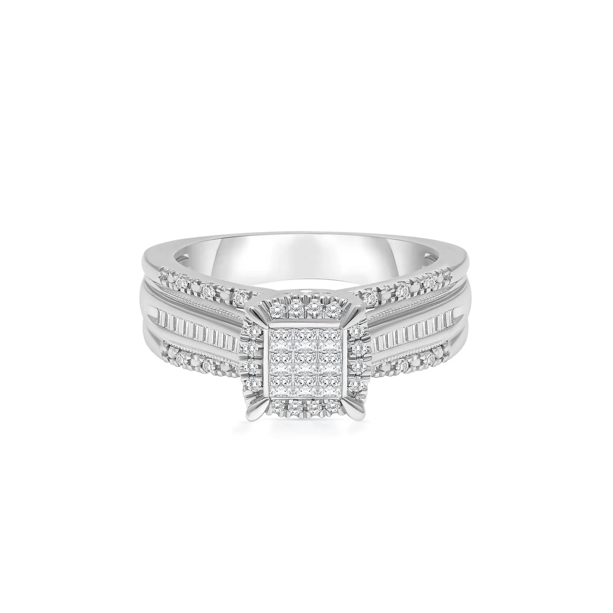 1/2 CT. Tw. Diamond Composite Engagement Ring 10K White Gold Size 6