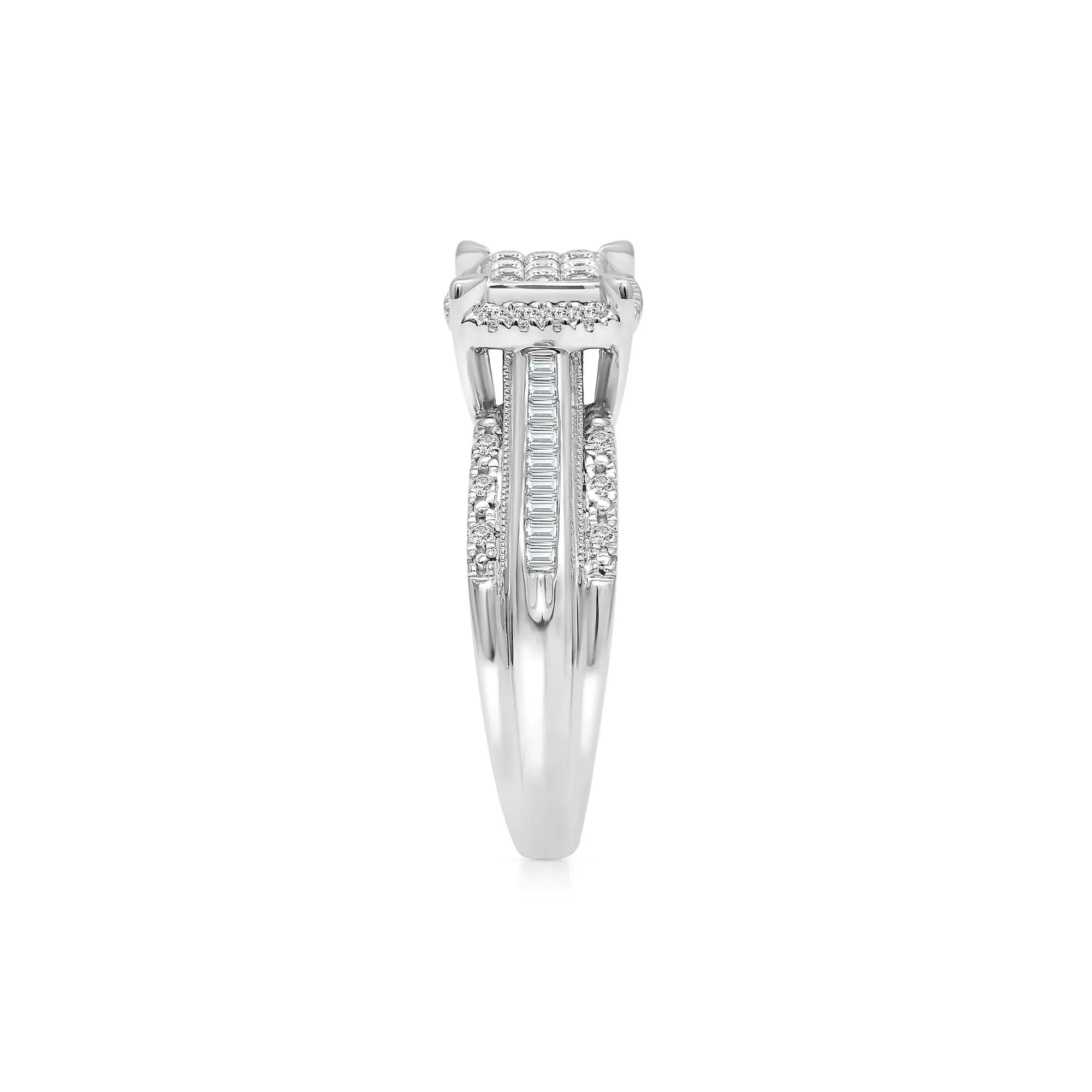 1/2 CT. Tw. Diamond Composite Engagement Ring 10K White Gold Size 6 - Image 3