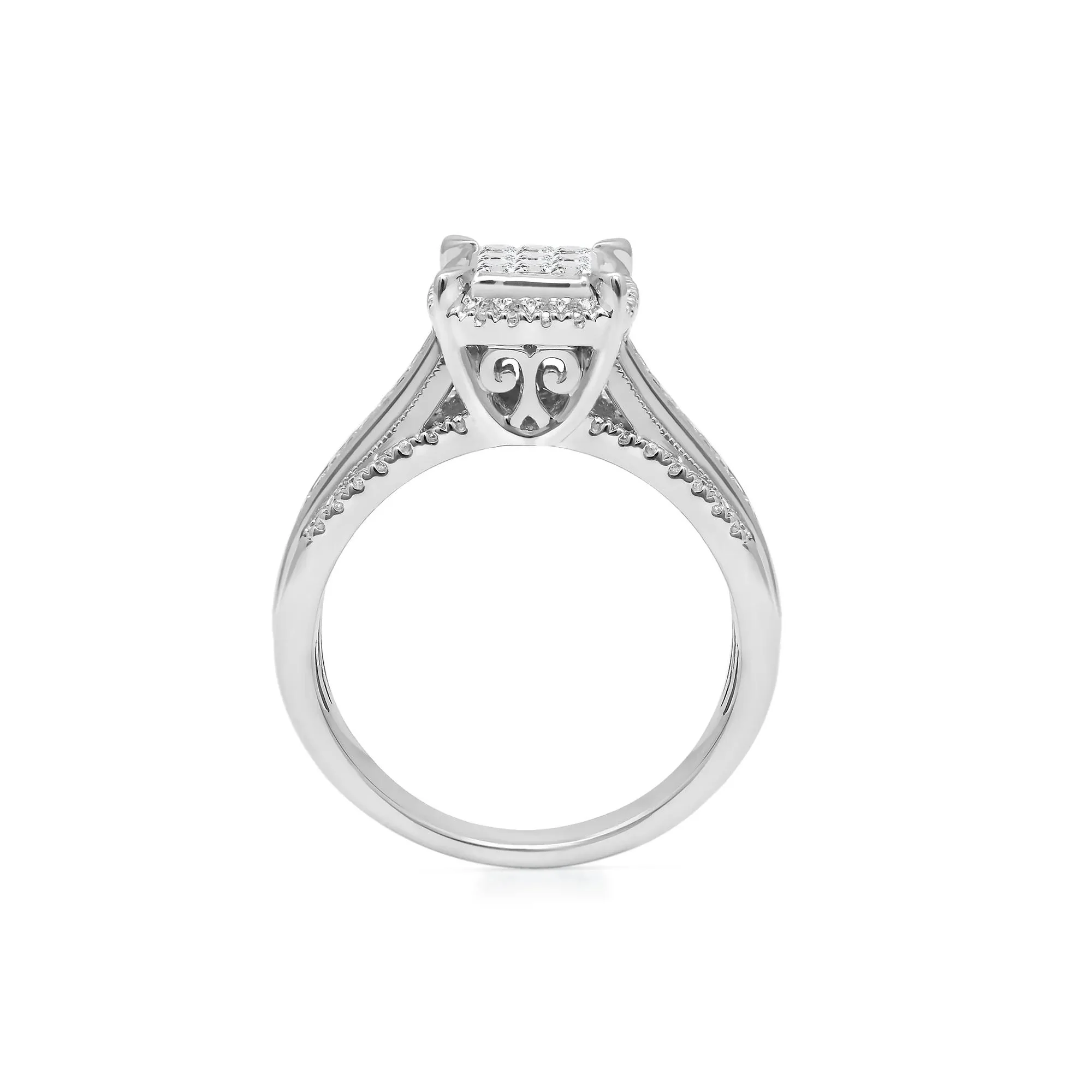 1/2 CT. Tw. Diamond Composite Engagement Ring 10K White Gold Size 7 - Image 2