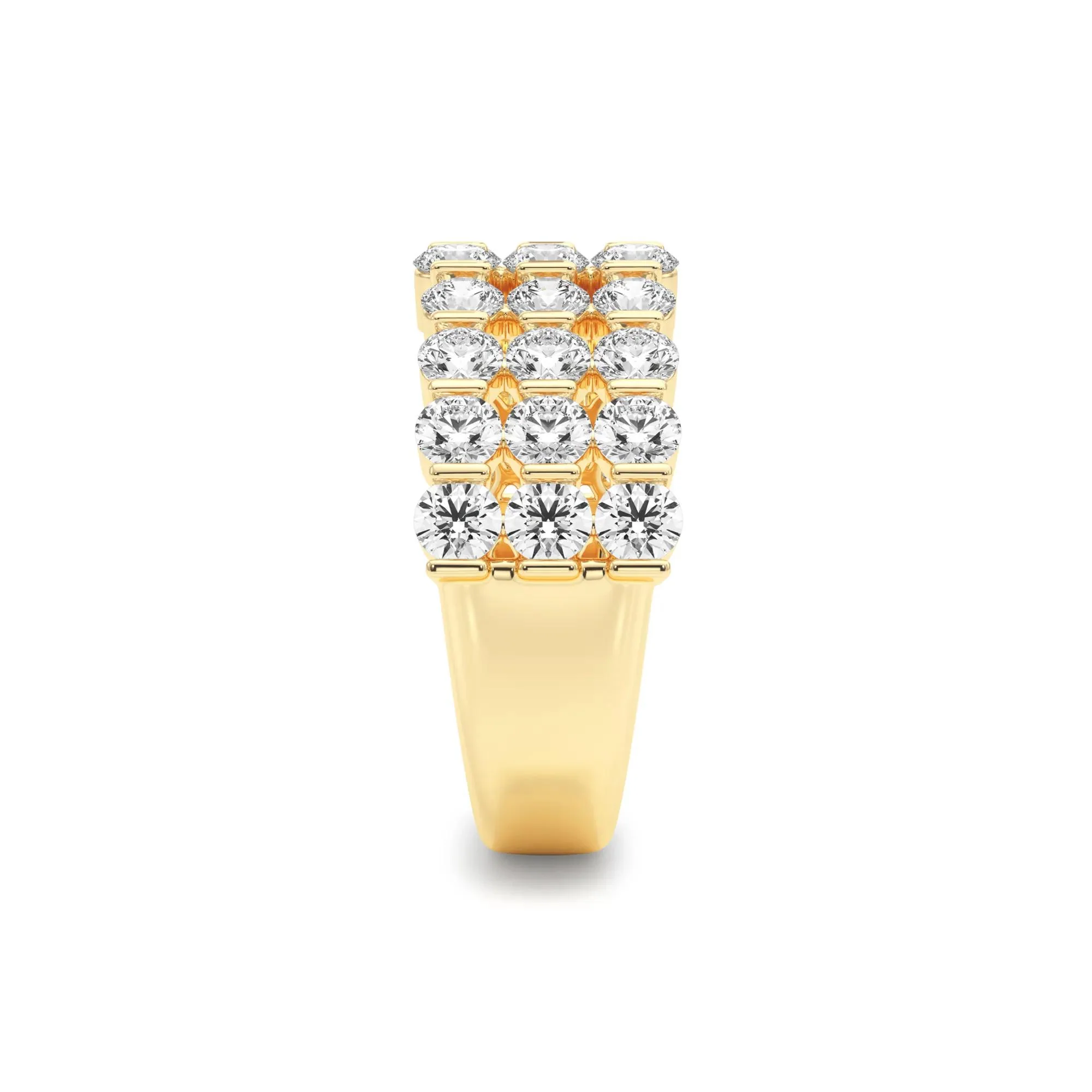 1/2 CT. Tw. Lab Grown Diamond Three-Row Band Ring 10K Yellow Gold (2-) Round Brilliant Cut Size 6 - Image 3
