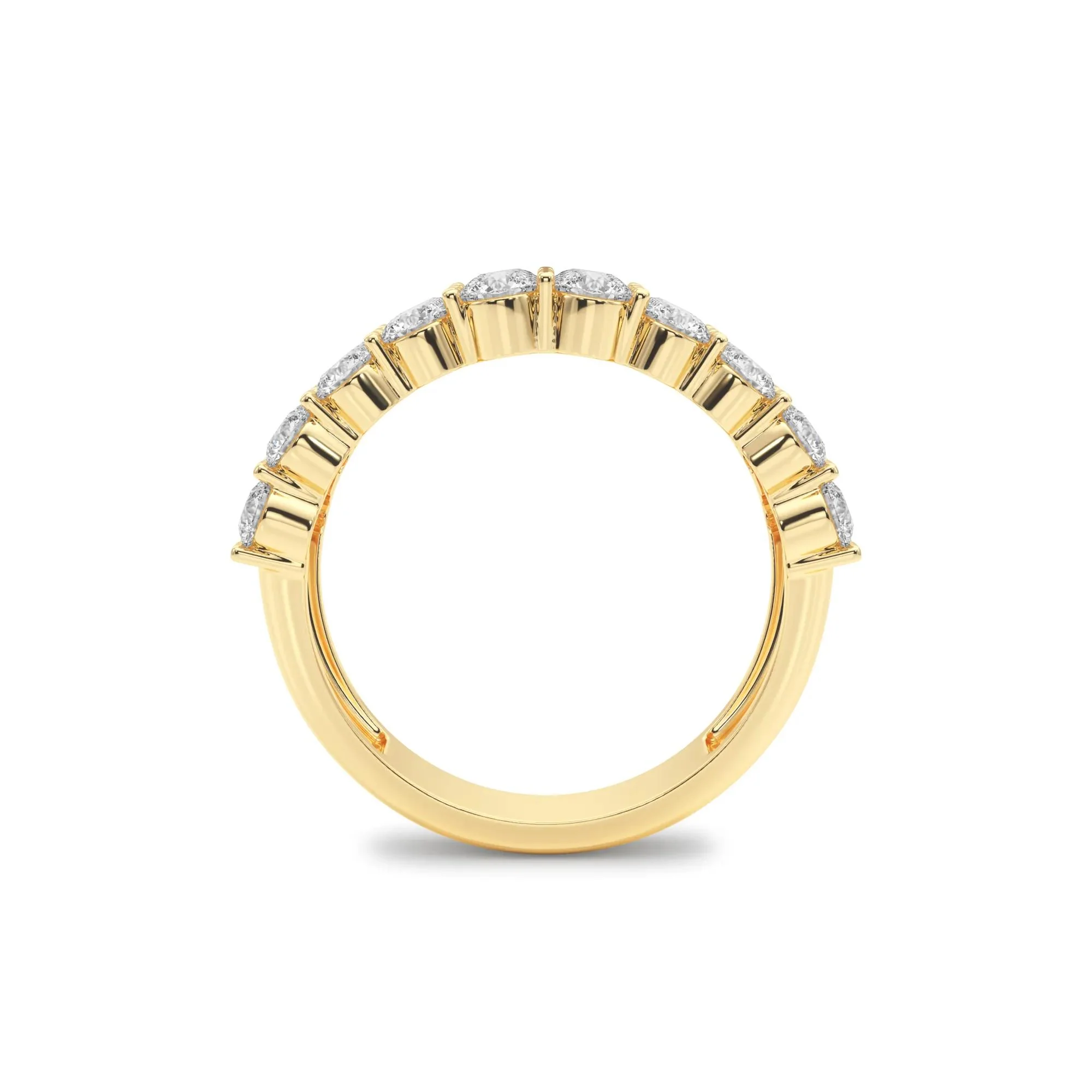 1/2 CT. Tw. Lab Grown Diamond Three-Row Band Ring 10K Yellow Gold (2-) Round Brilliant Cut Size 6.5 - Image 2
