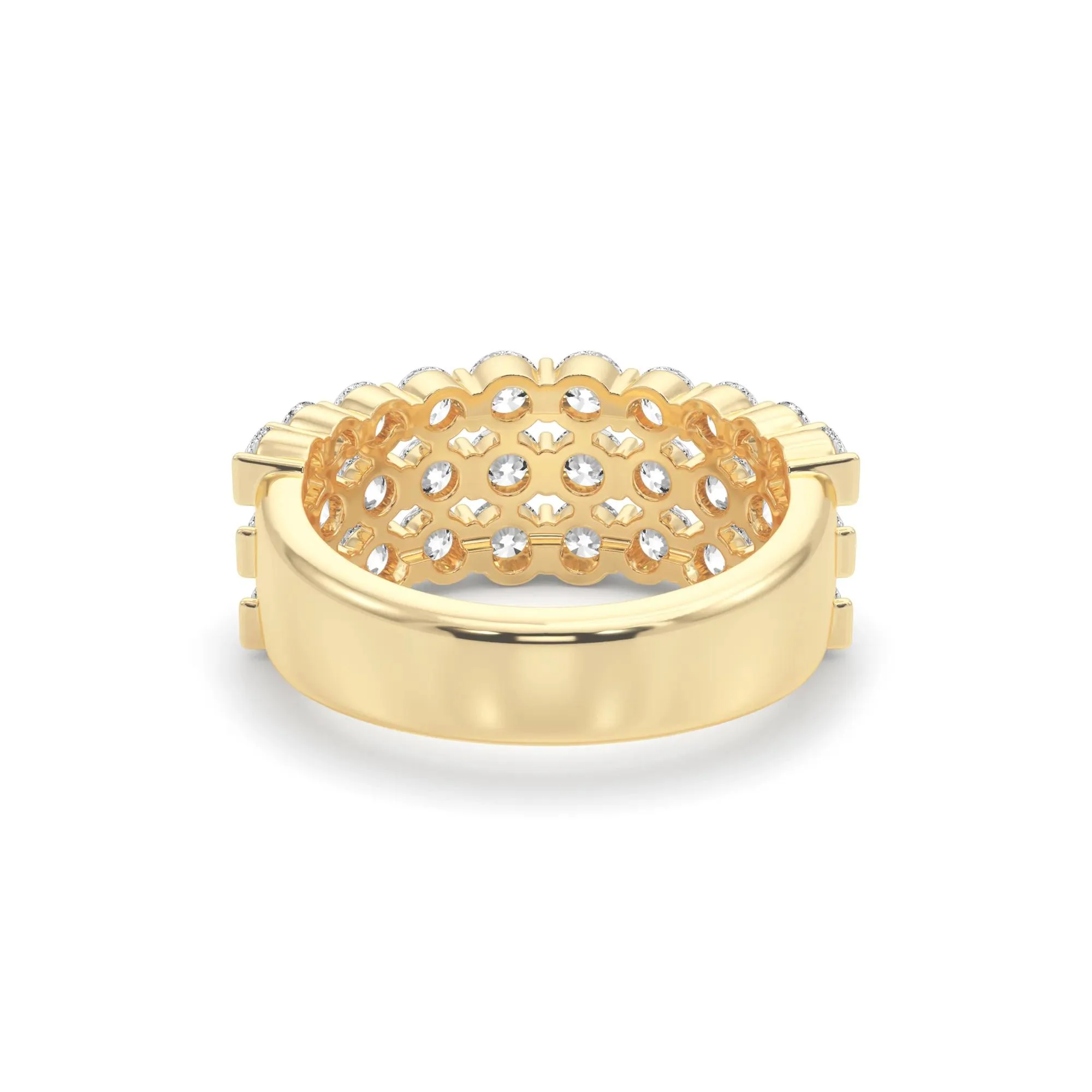 1/2 CT. Tw. Lab Grown Diamond Three-Row Band Ring 10K Yellow Gold (2-) Round Brilliant Cut Size 8.5 - Image 4