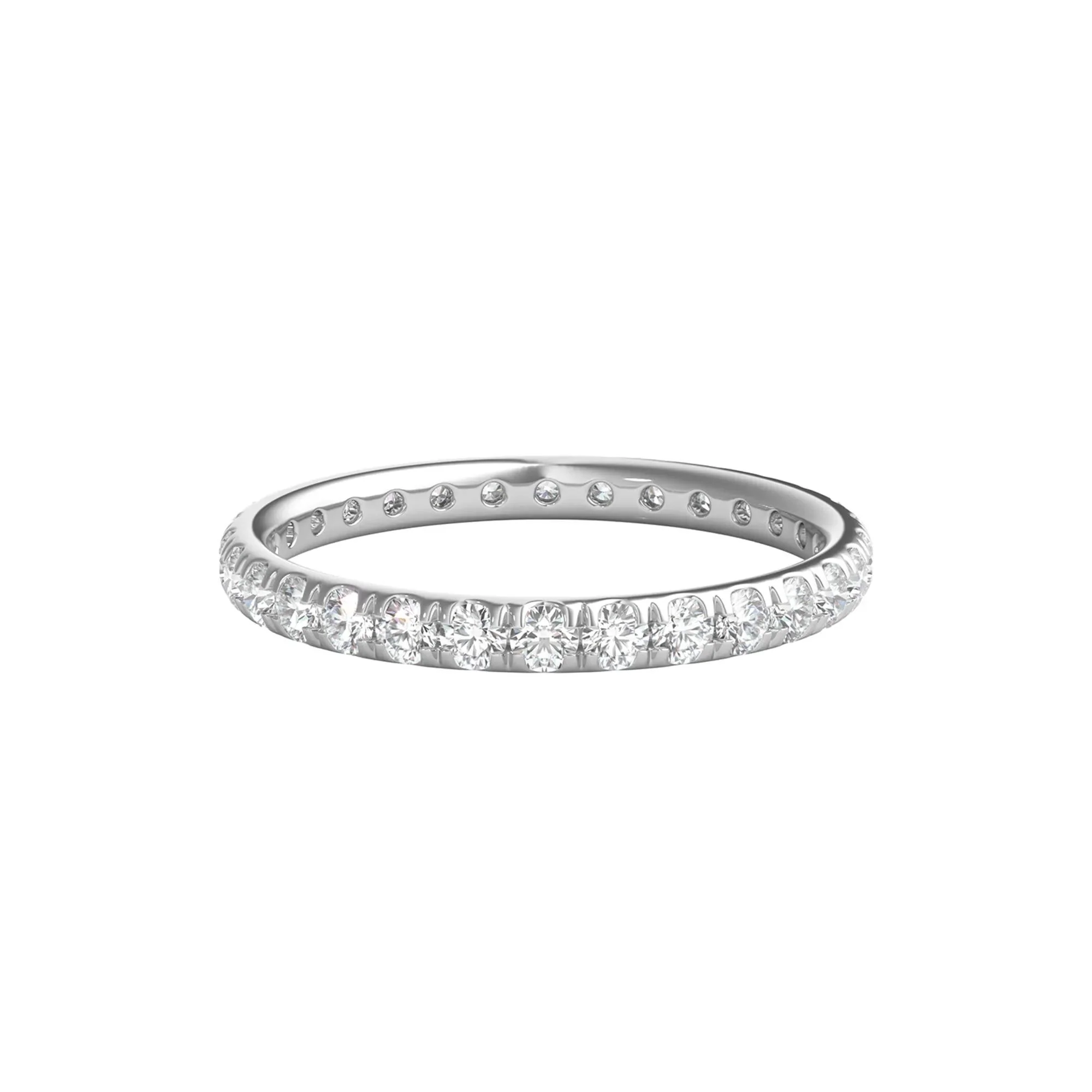 2 CT. Tw. Lab Grown Diamond Comfort Fit Eternity Band Ring Platinum Round Brilliant Cut White Size 5.5 2mm