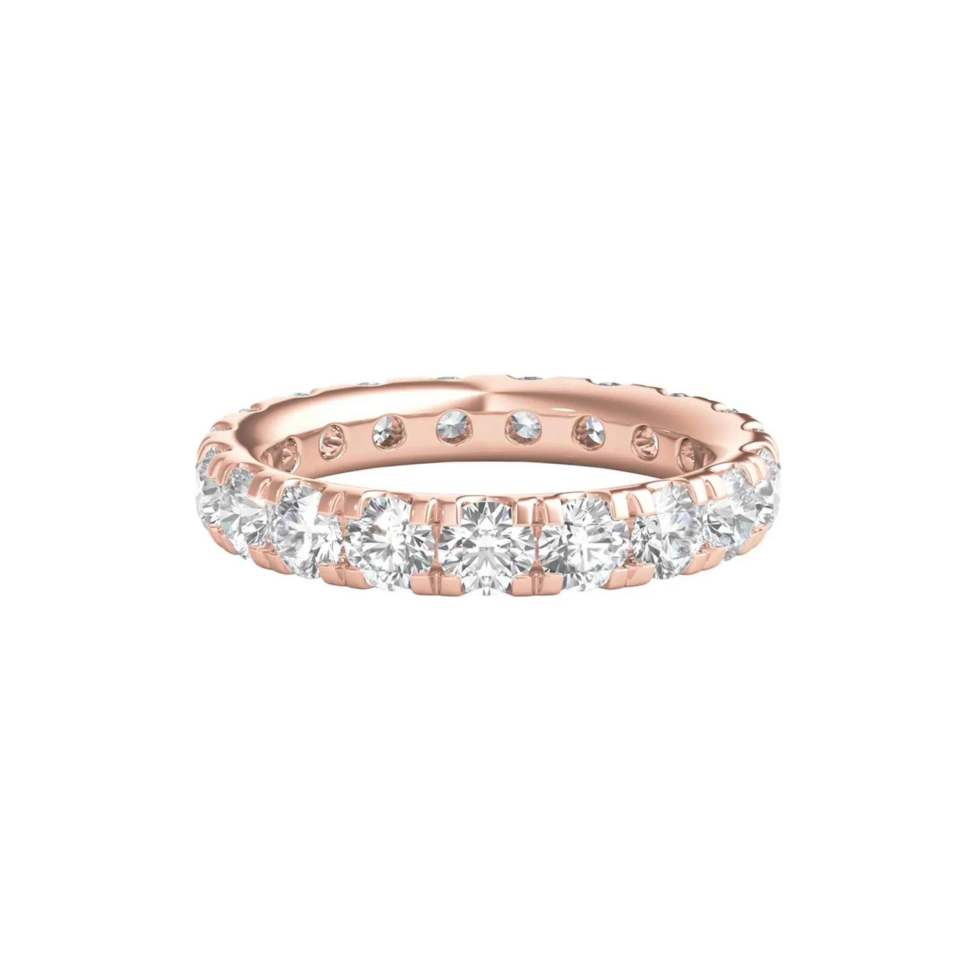 3 CT. Tw. Lab Grown Diamond Comfort Fit Eternity Band Ring 14K Rose Gold Round Brilliant Cut Size 8.5 2mm