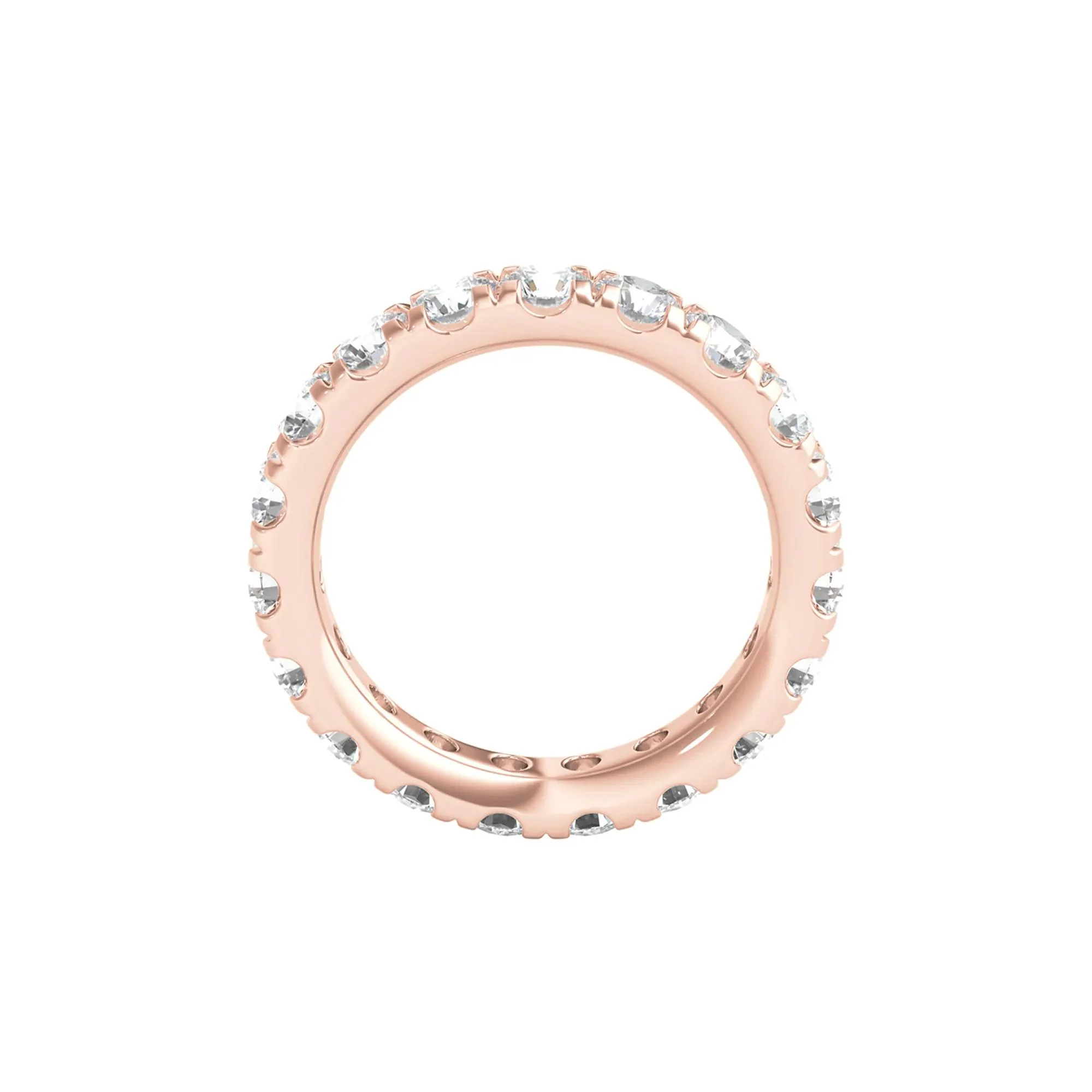 3 CT. Tw. Lab Grown Diamond Comfort Fit Eternity Band Ring 14K Rose Gold Round Brilliant Cut Size 8.5 2mm - Image 2