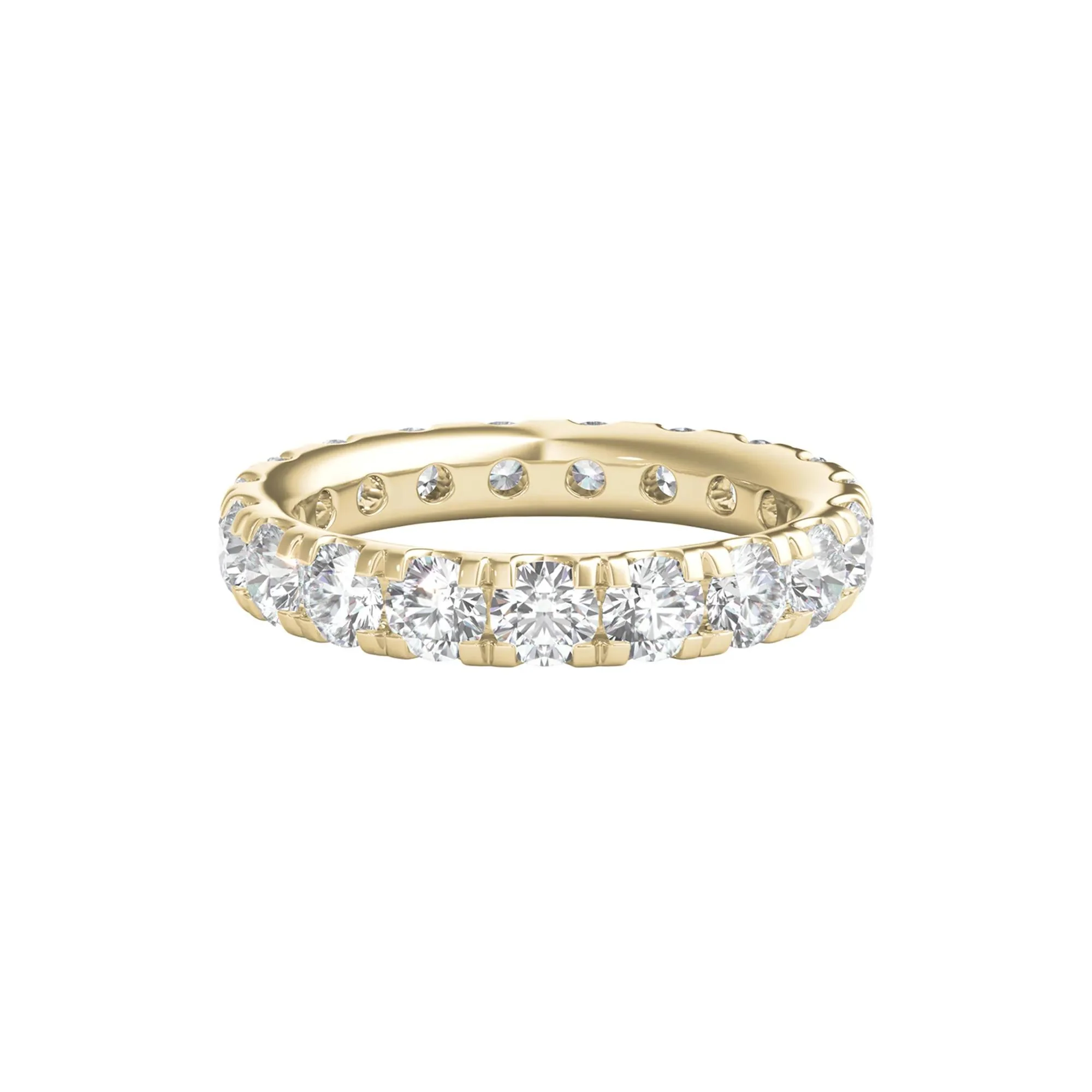 3 CT. Tw. Lab Grown Diamond Comfort Fit Eternity Band Ring 14K Yellow Gold Round Brilliant Cut Size 4 2mm