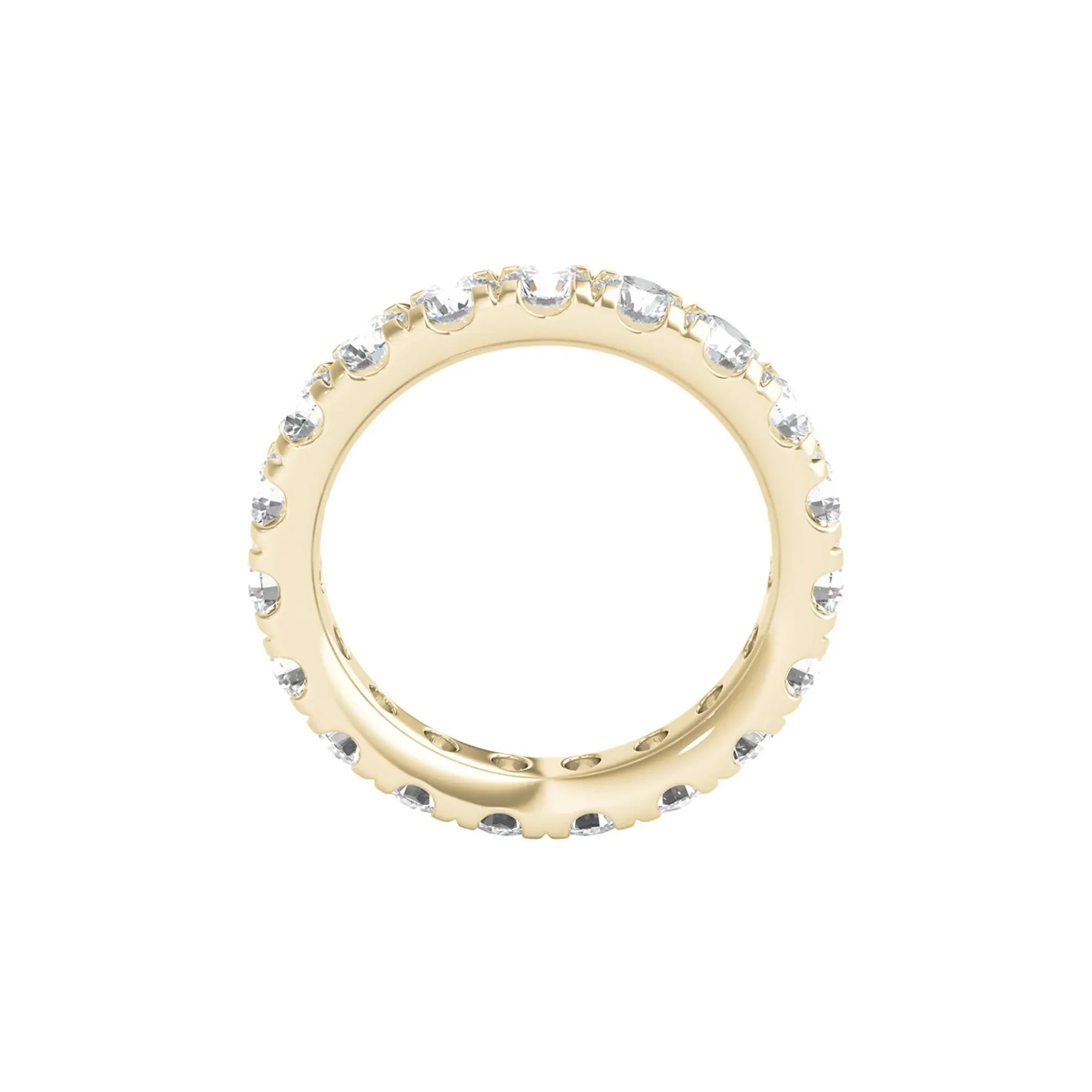 3 CT. Tw. Lab Grown Diamond Comfort Fit Eternity Band Ring 14K Yellow Gold Round Brilliant Cut Size 6.5 2mm - Image 2