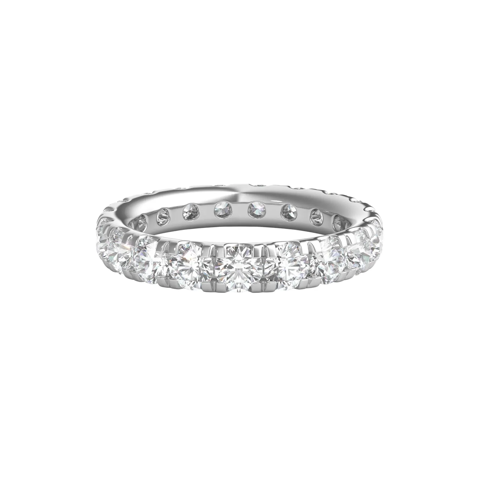 3 CT. Tw. Lab Grown Diamond Comfort Fit Eternity Band Ring Platinum Round Brilliant Cut White Size 6.5 2mm