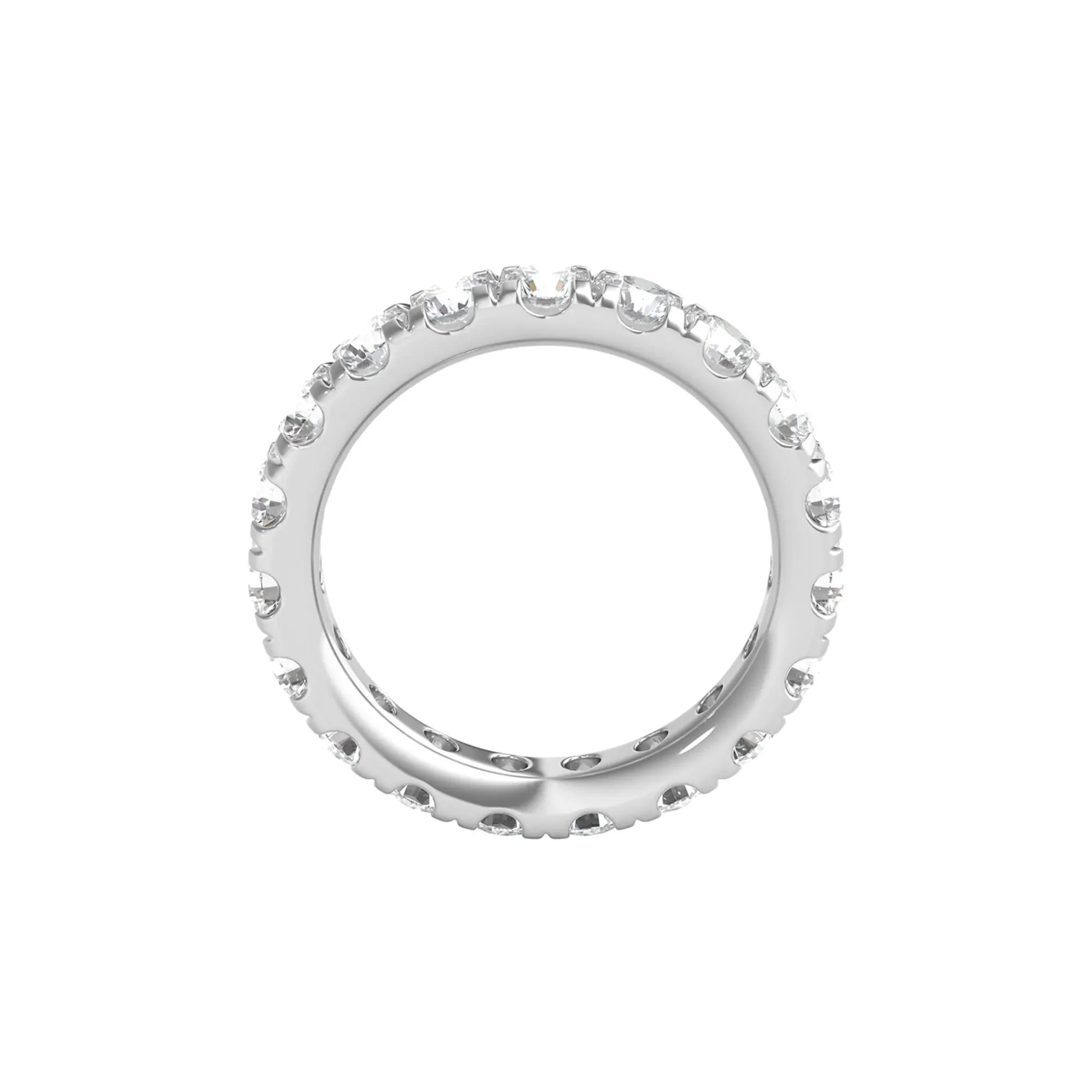 3 CT. Tw. Lab Grown Diamond Comfort Fit Eternity Band Ring Platinum Round Brilliant Cut White Size 9 2mm - Image 2