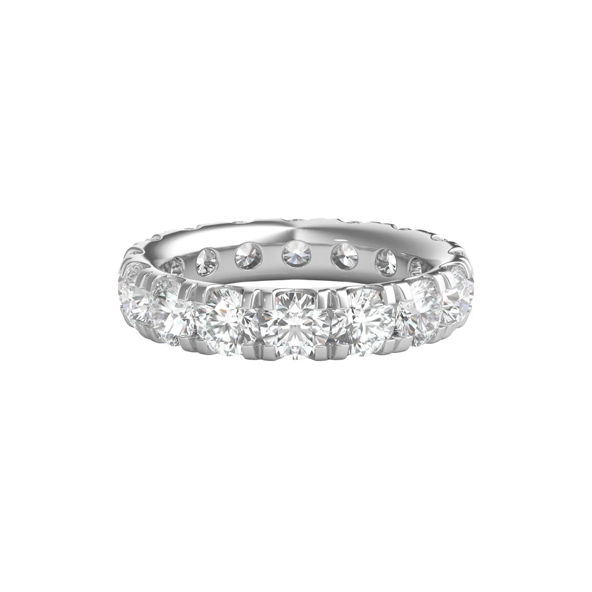 5 CT. Tw. Lab Grown Diamond Comfort Fit Eternity Band Ring Platinum Round Brilliant Cut White Size 8.5 2mm