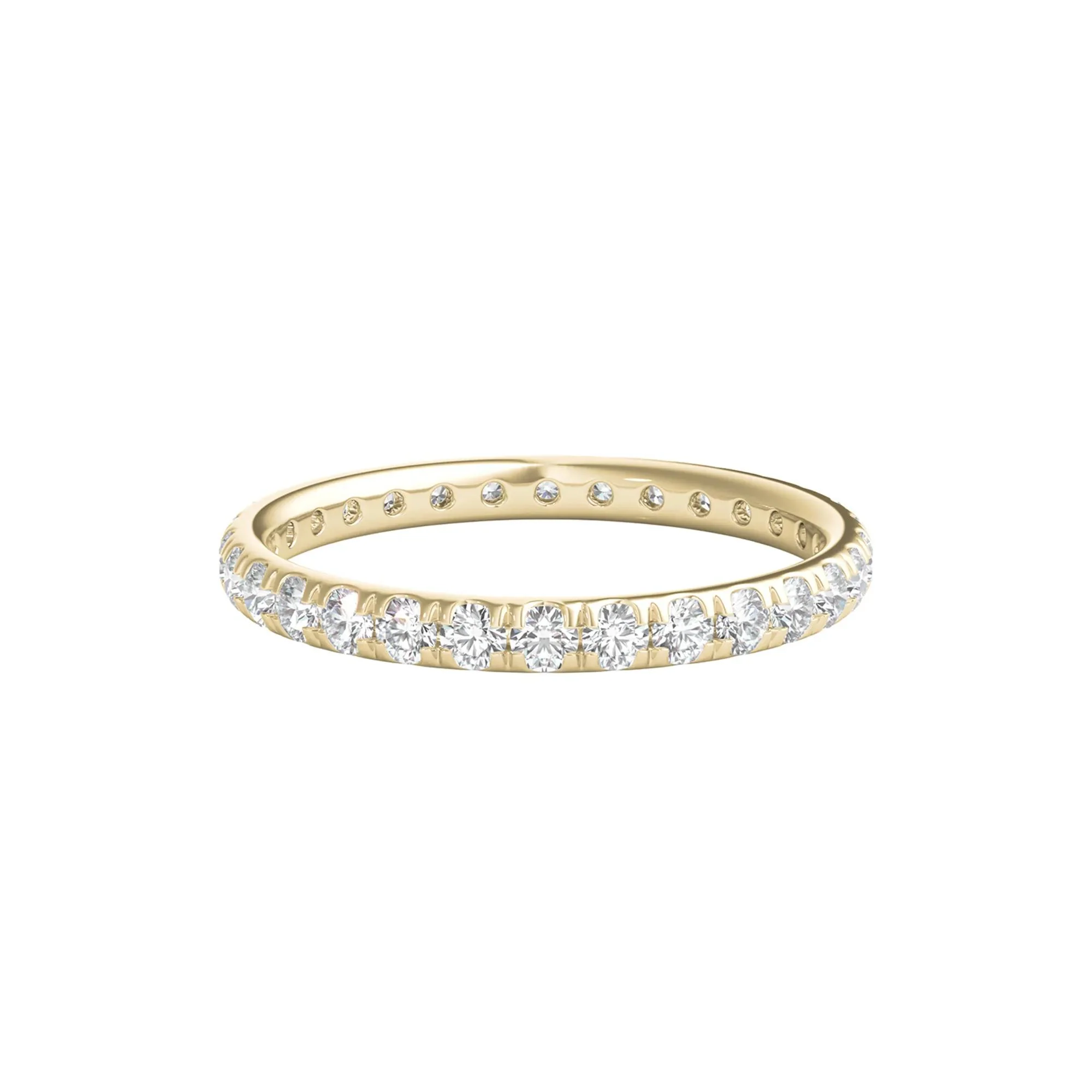 1 CT. Tw. Lab Grown Diamond Comfort Fit Eternity Band Ring 14K Yellow Gold Round Brilliant Cut Size 8 2mm