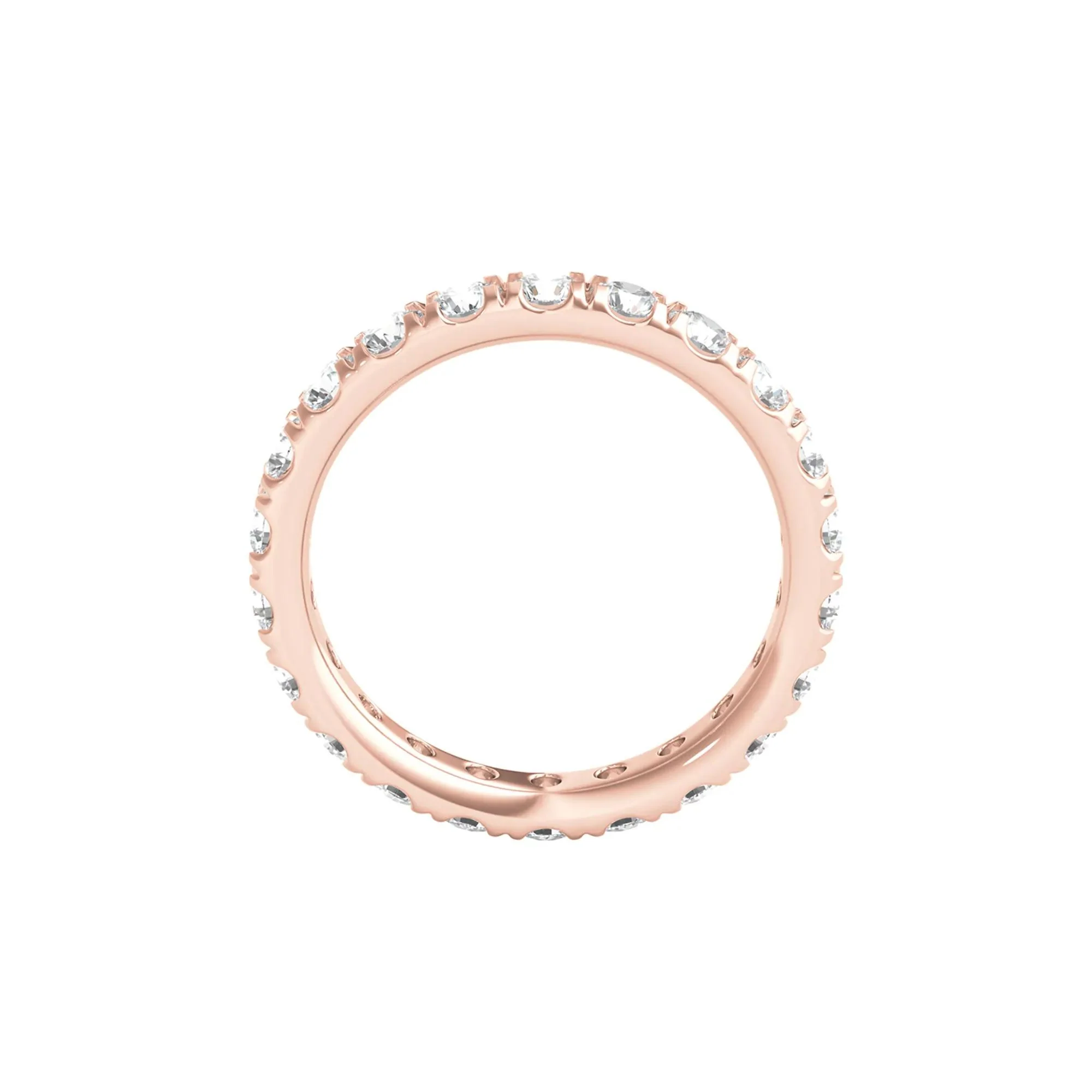 2 CT. Tw. Diamond Wedding Band Ring with Eternity Setting 14K Rose Gold Round Brilliant Cut Size 4.5 2mm - Image 2