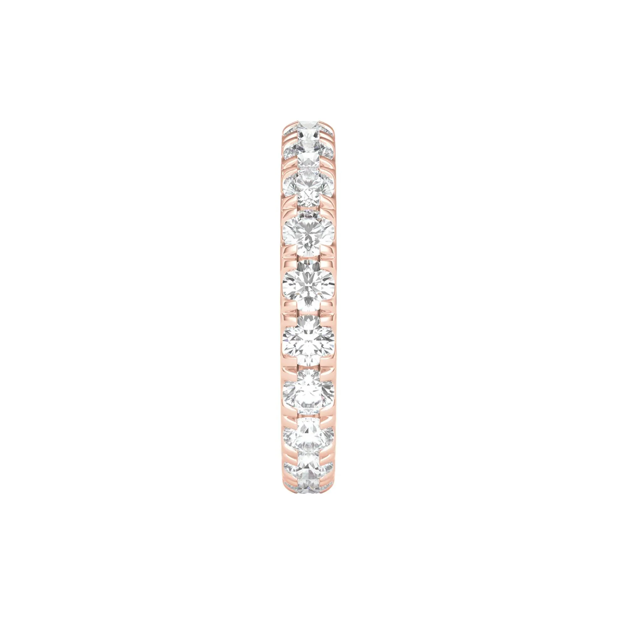 2 CT. Tw. Diamond Wedding Band Ring with Eternity Setting 14K Rose Gold Round Brilliant Cut Size 7.5 2mm - Image 3