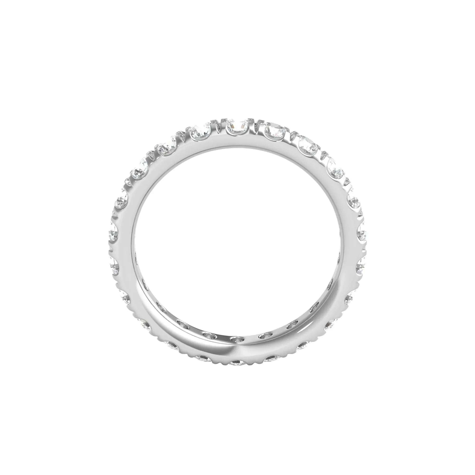 2 CT. Tw. Diamond Wedding Band Ring with Eternity Setting 14K White Gold Round Brilliant Cut Size 5.5 2mm - Image 2