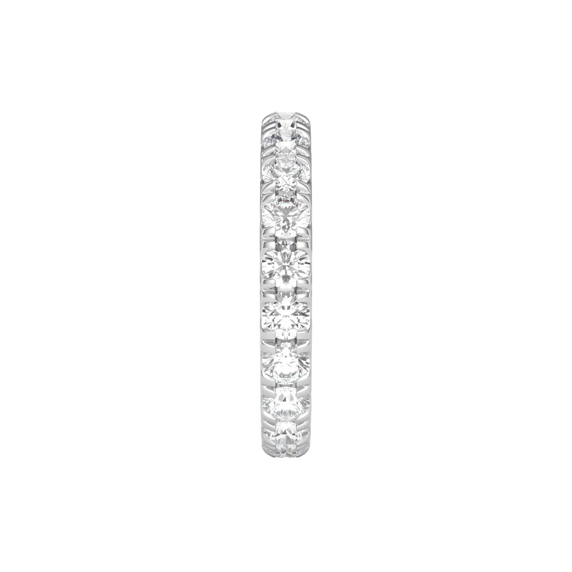 2 CT. Tw. Diamond Wedding Band Ring with Eternity Setting 14K White Gold Round Brilliant Cut Size 9 2mm - Image 3