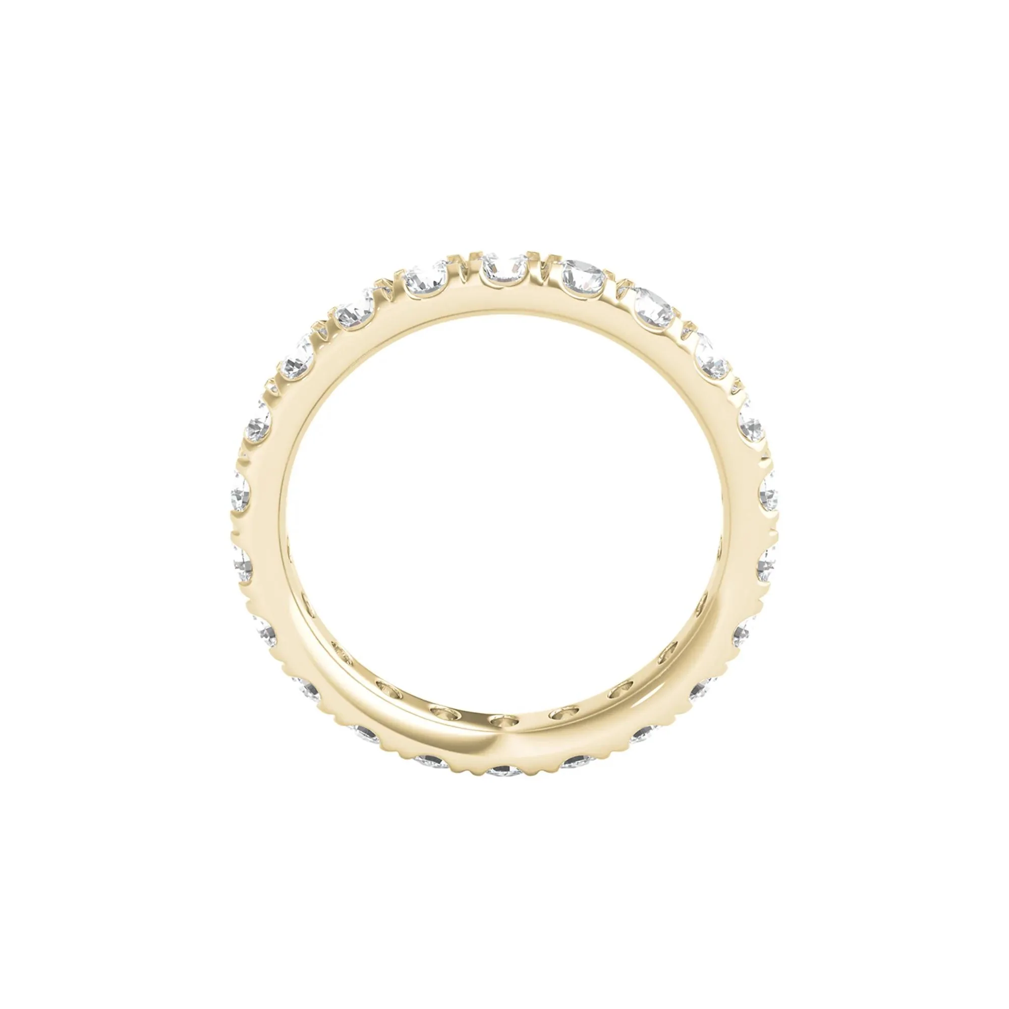 2 CT. Tw. Diamond Wedding Band Ring with Eternity Setting 14K Yellow Gold Round Brilliant Cut Size 5.5 2mm - Image 2