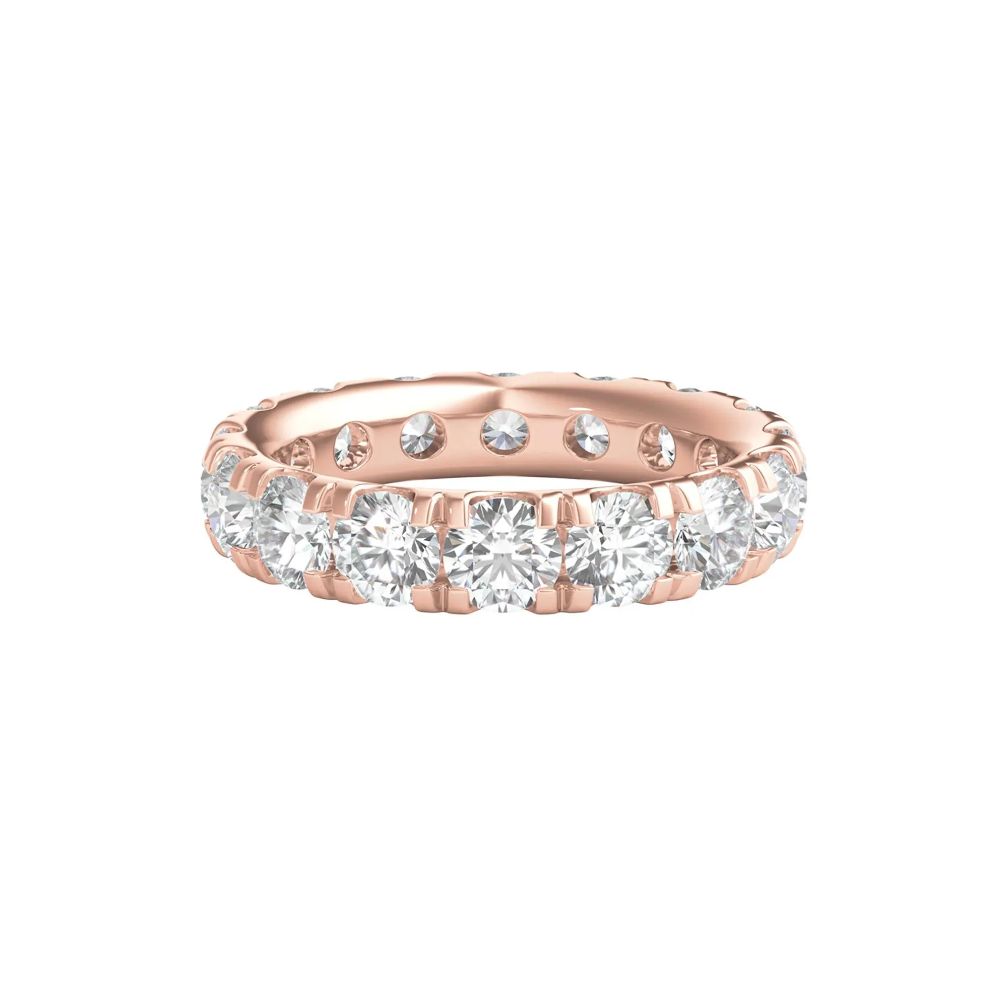 5 CT. Tw. Lab Grown Diamond Comfort Fit Eternity Band Ring 14K Rose Gold Round Brilliant Cut Size 5.5 2mm