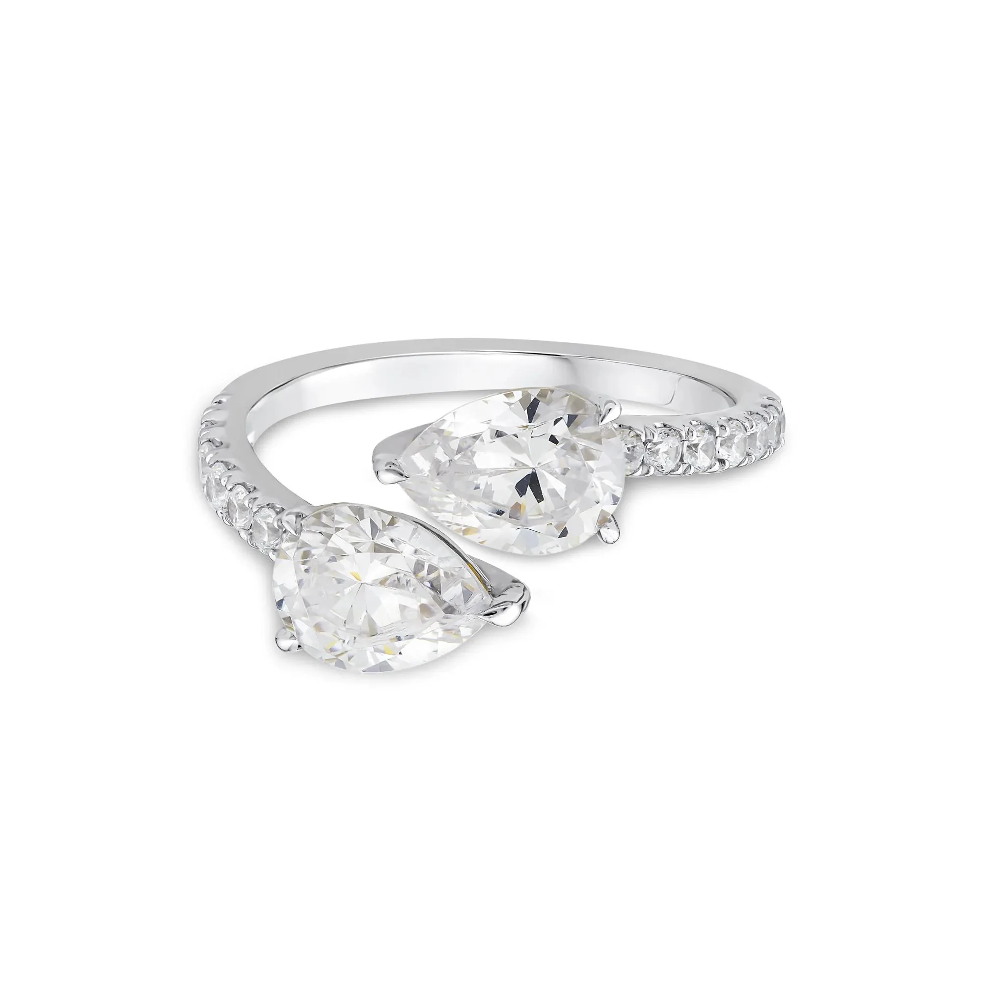 1 3/4 CT. Tw. Lab Grown Diamond Bypass Ring 10K White Gold Round Brilliant Cut Size 9
