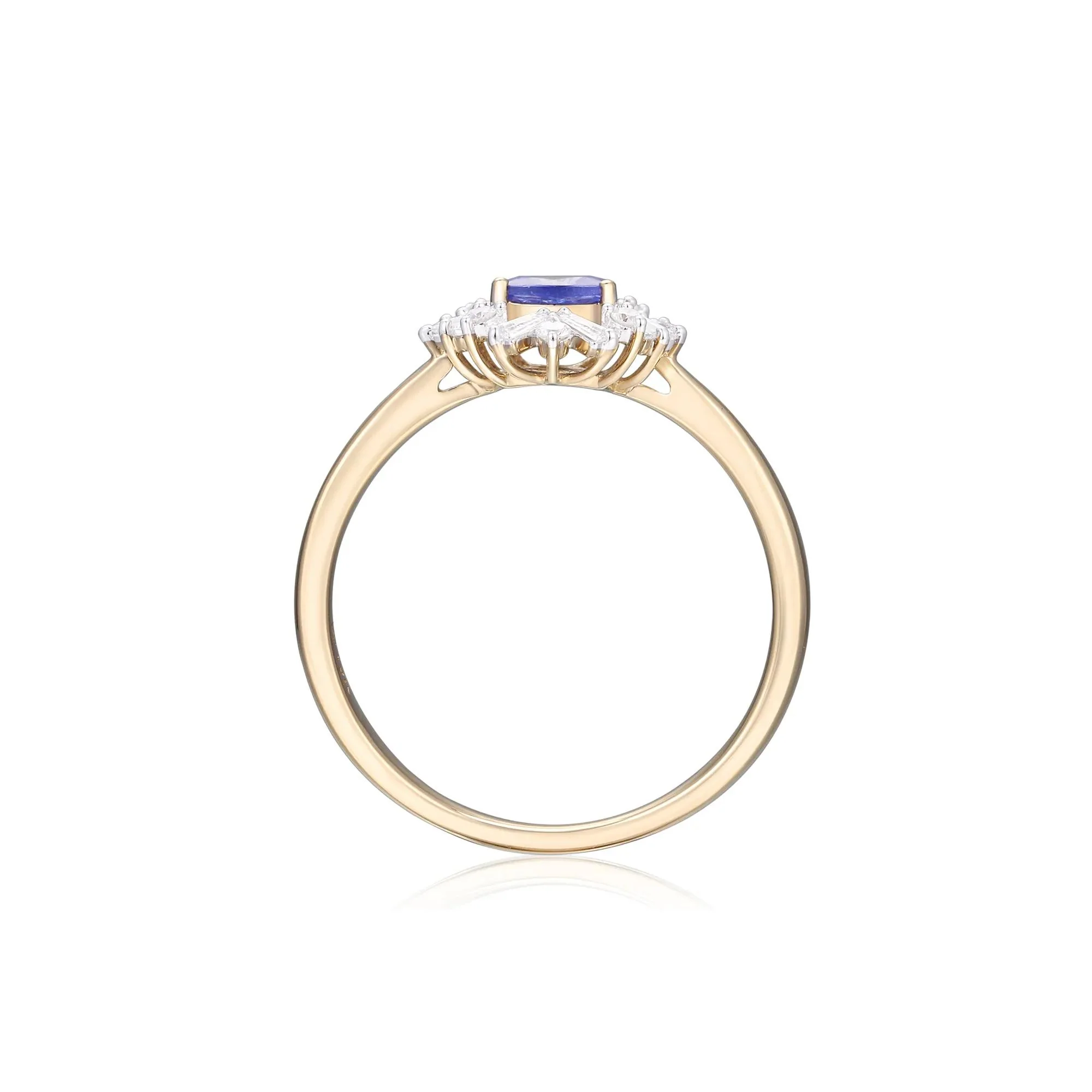 1/4 CT. Tw. Tanzanite and Diamond Ring 10K Yellow Gold Round Brilliant Cut Size 6.5 - Image 2