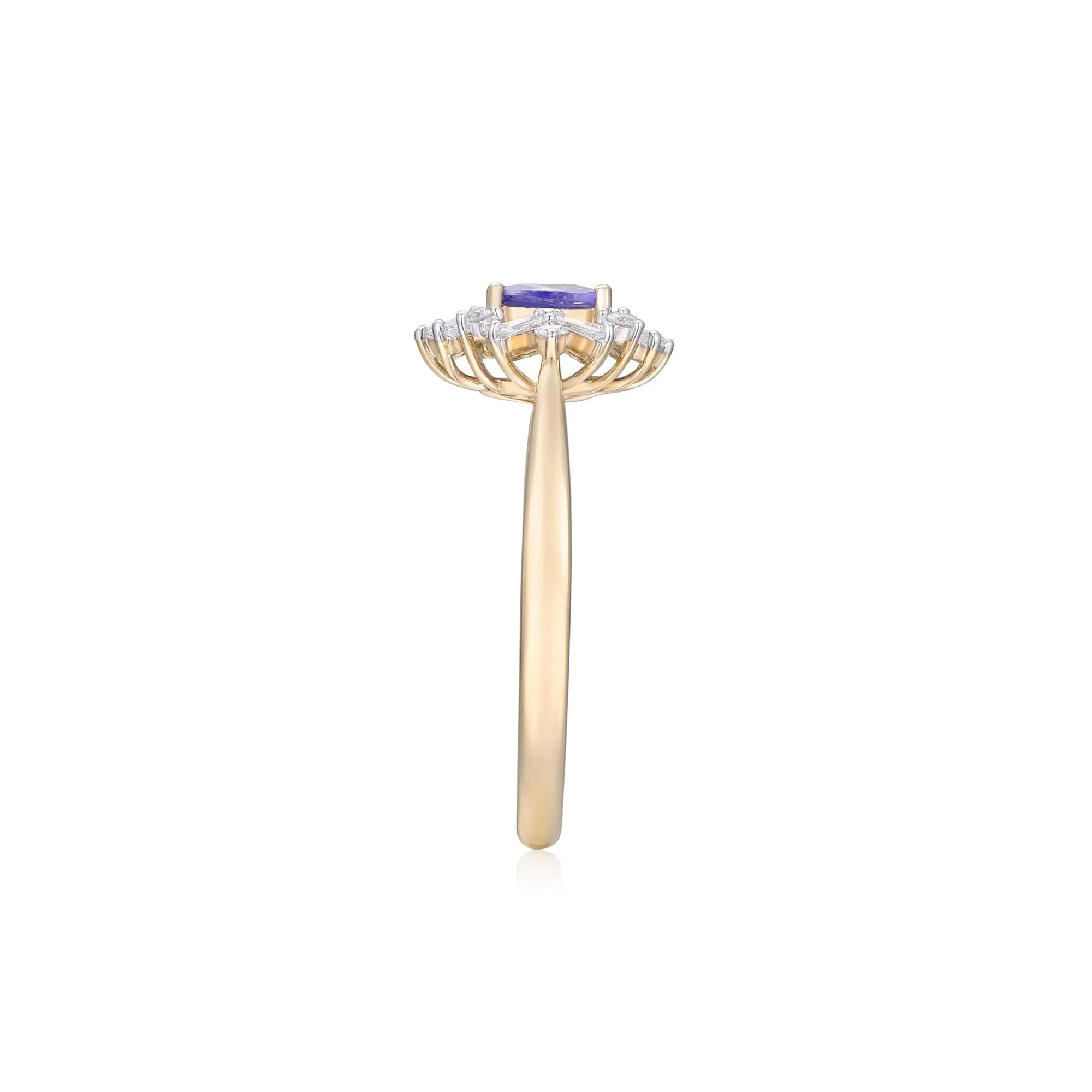 1/4 CT. Tw. Tanzanite and Diamond Ring 10K Yellow Gold Round Brilliant Cut Size 8.5 - Image 3