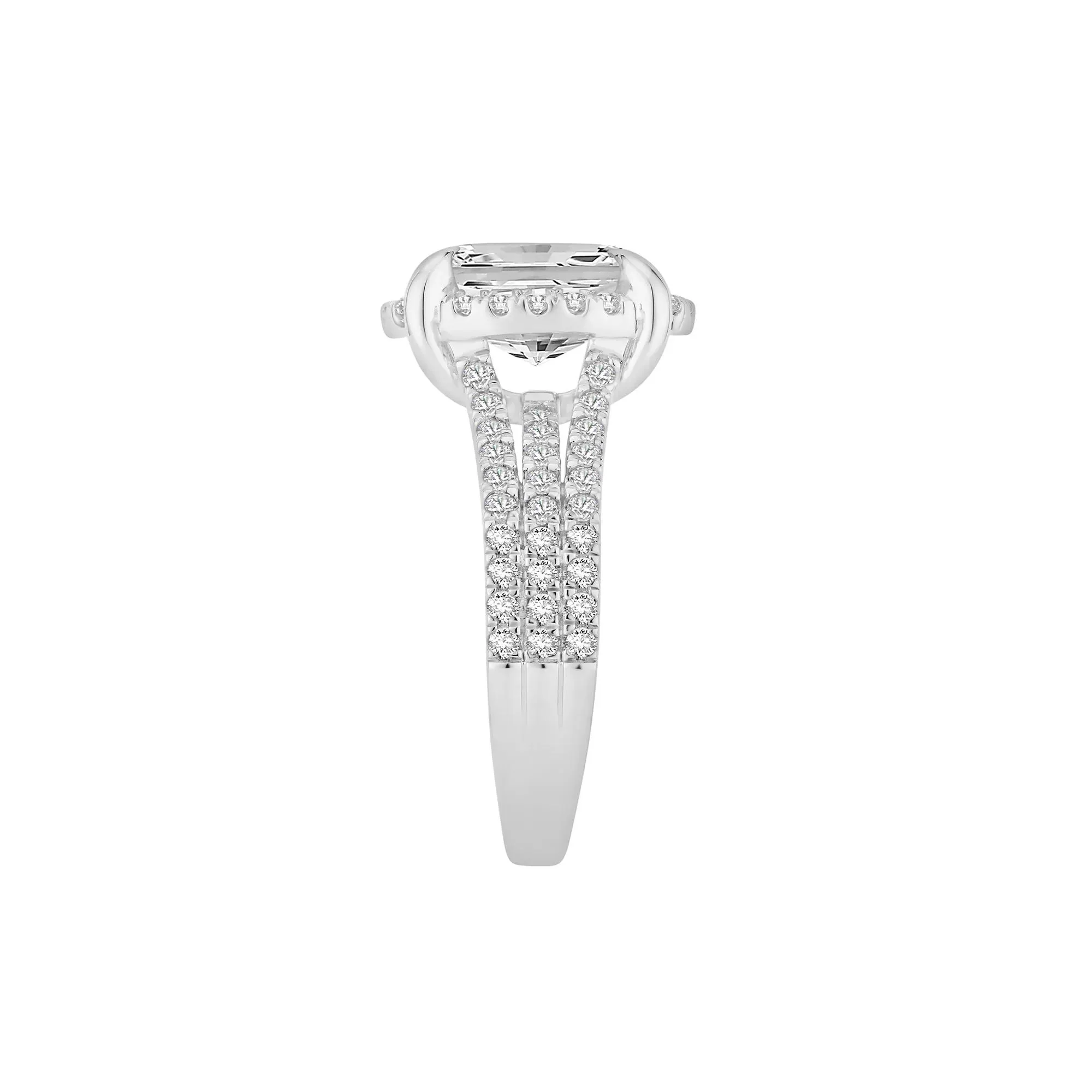 3/4 CT. Tw. Lab Grown Diamond Oval Engagement Ring 14K White Gold Round Brilliant Cut Size 6.5 - Image 3