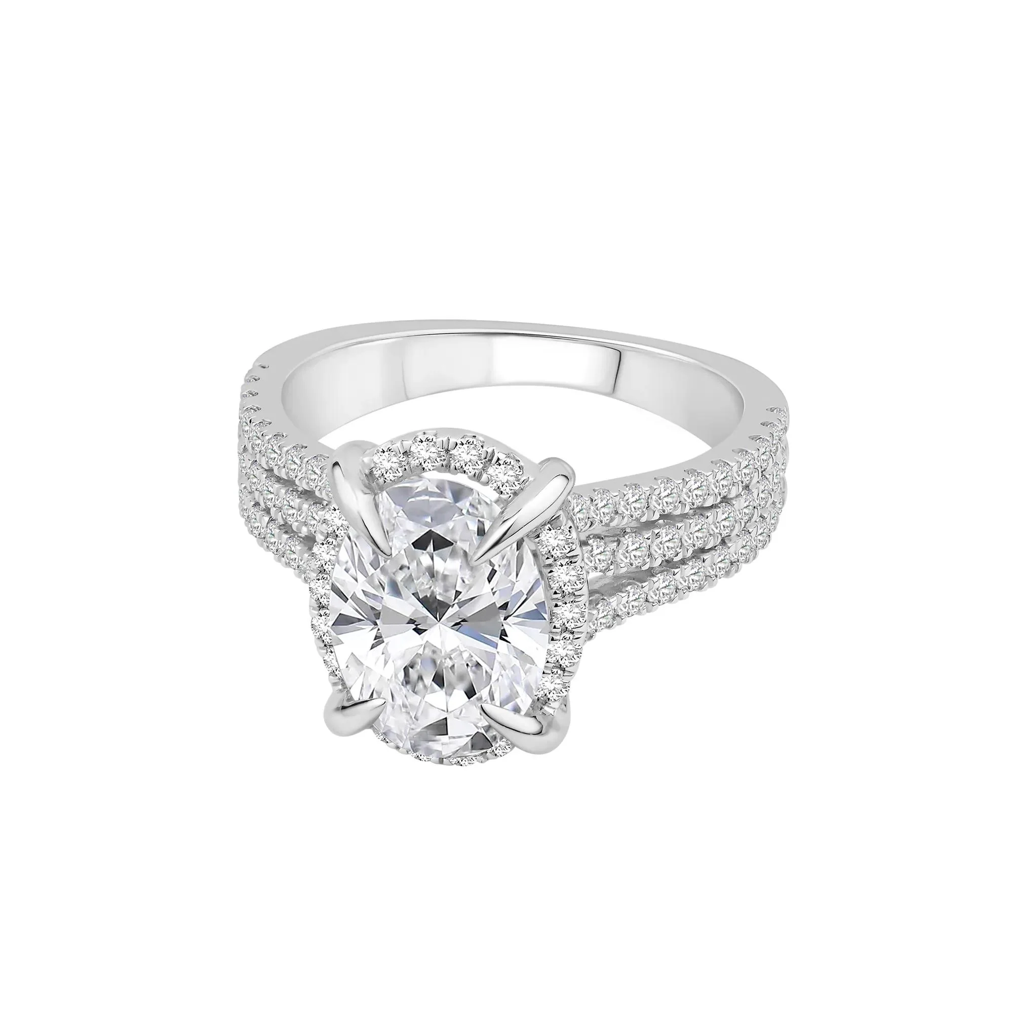 3/4 CT. Tw. Lab Grown Diamond Oval Engagement Ring 14K White Gold Round Brilliant Cut Size 6.5 - Image 4