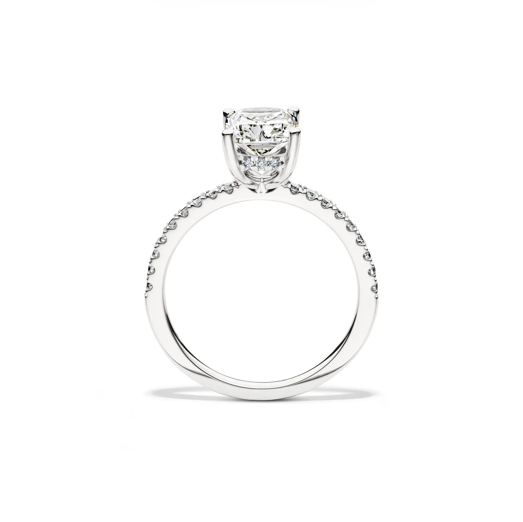 2 1/4 CT. Tw. Lab Grown Diamond Elongated Cushion Engagement Ring 14K White Gold Round Brilliant Cut Size 6 - Image 2