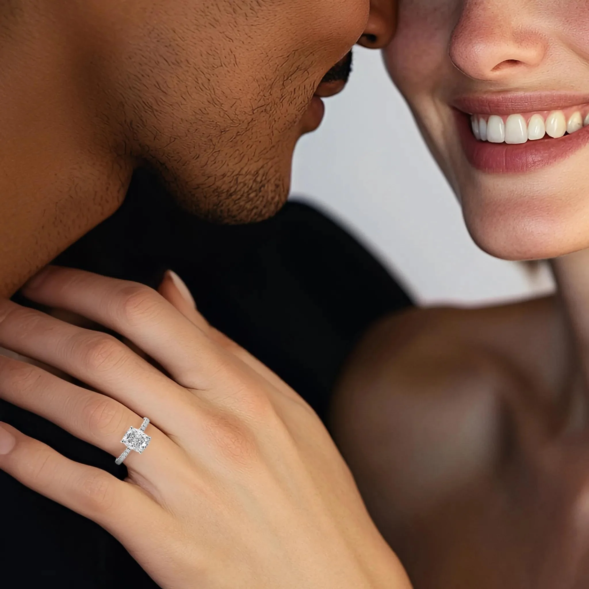 2 1/4 CT. Tw. Lab Grown Diamond Elongated Cushion Engagement Ring 14K White Gold Round Brilliant Cut Size 6.5 - Image 5