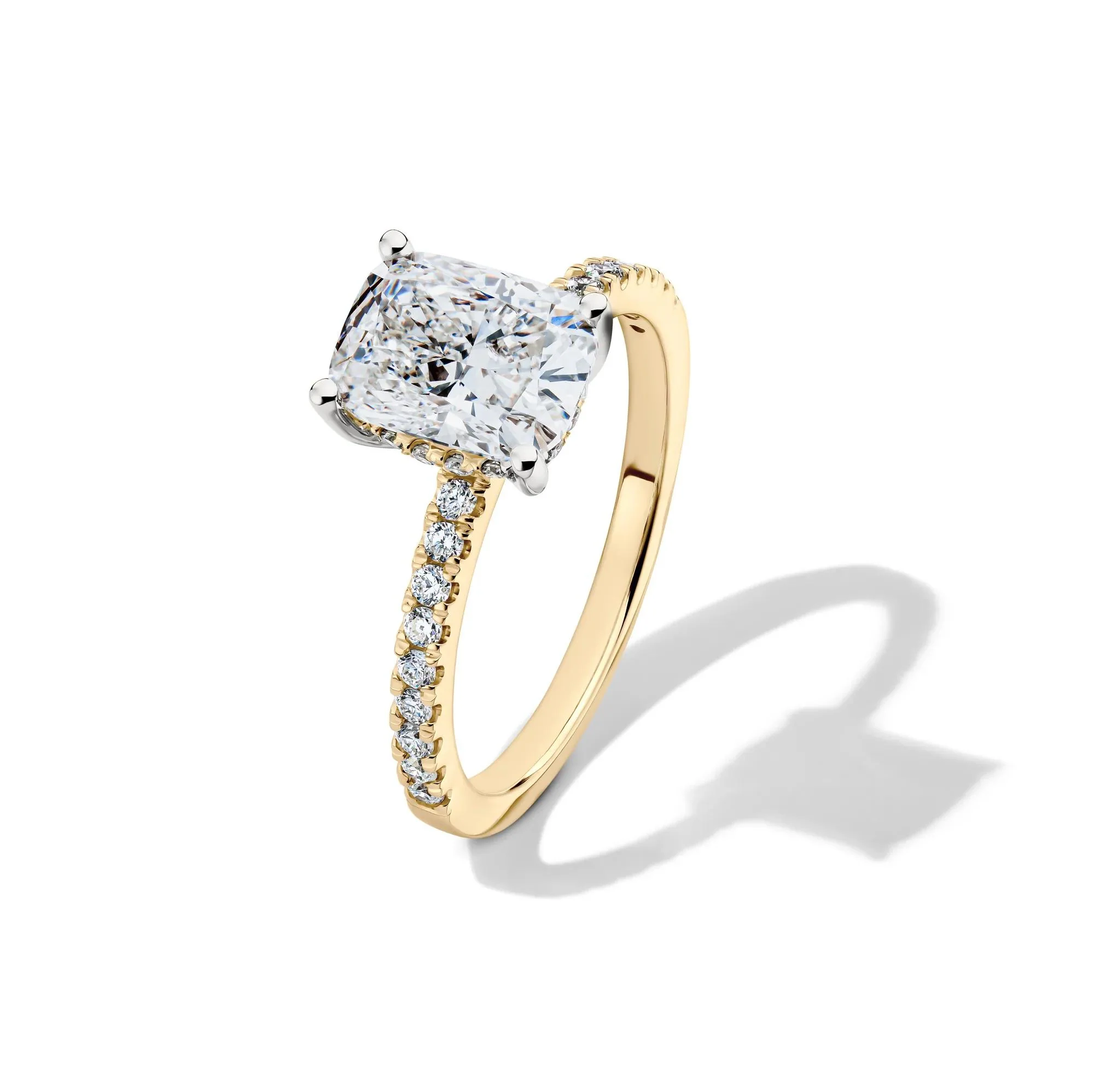 2 1/4 CT. Tw. Lab Grown Diamond Elongated Cushion Engagement Ring 14K Yellow Gold Round Brilliant Cut Size 5 - Image 4