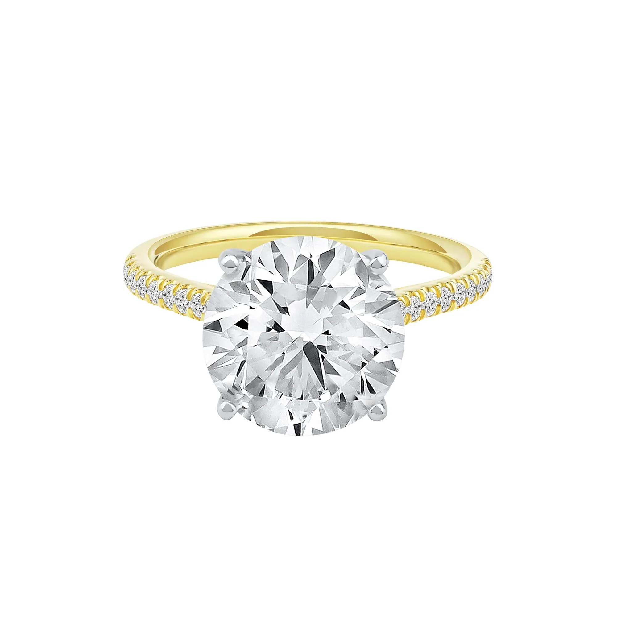 5 1/3 CT. Tw. Lab Grown Diamond Round Engagement Ring 14K Yellow Gold Round Brilliant Cut Size 6 2mm