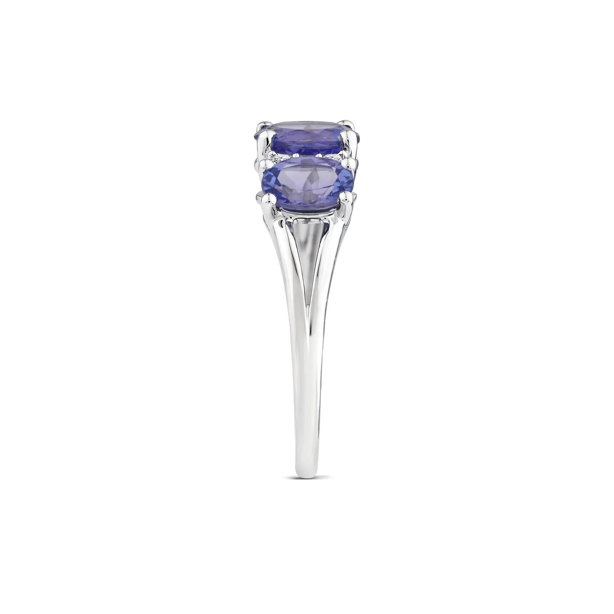 1/10 CT. Tw. Tanzanite and Diamond Ring 10K White Gold Round Brilliant Cut Size 7.5 7mm - Image 3