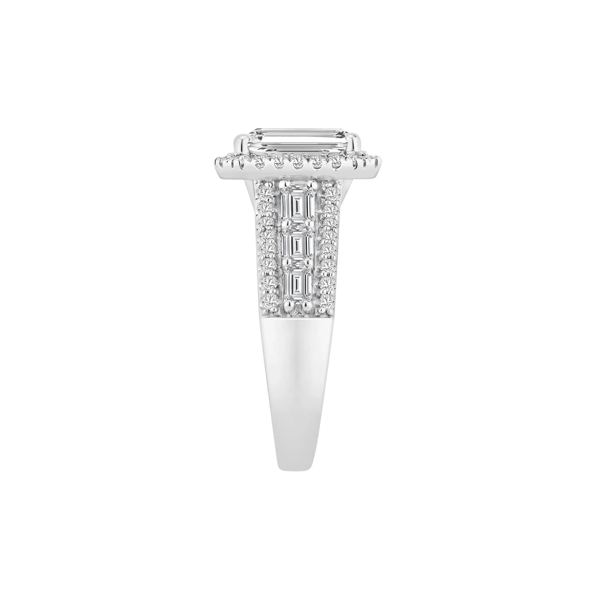 4 1/4 CT. Tw. Lab Grown Diamond Emerald-Cut Ring 14K White Gold Size 7 - Image 3