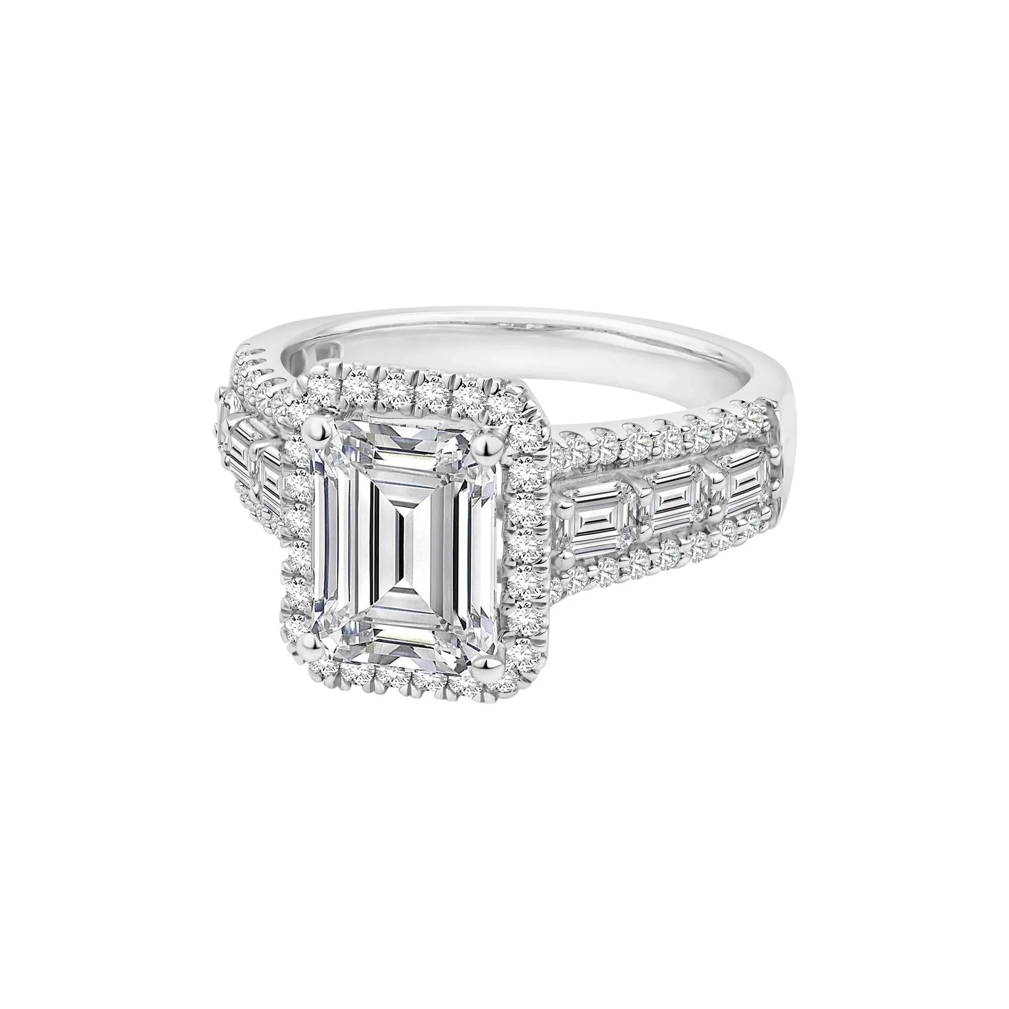 4 1/4 CT. Tw. Lab Grown Diamond Emerald-Cut Ring 14K White Gold Size 7 - Image 4