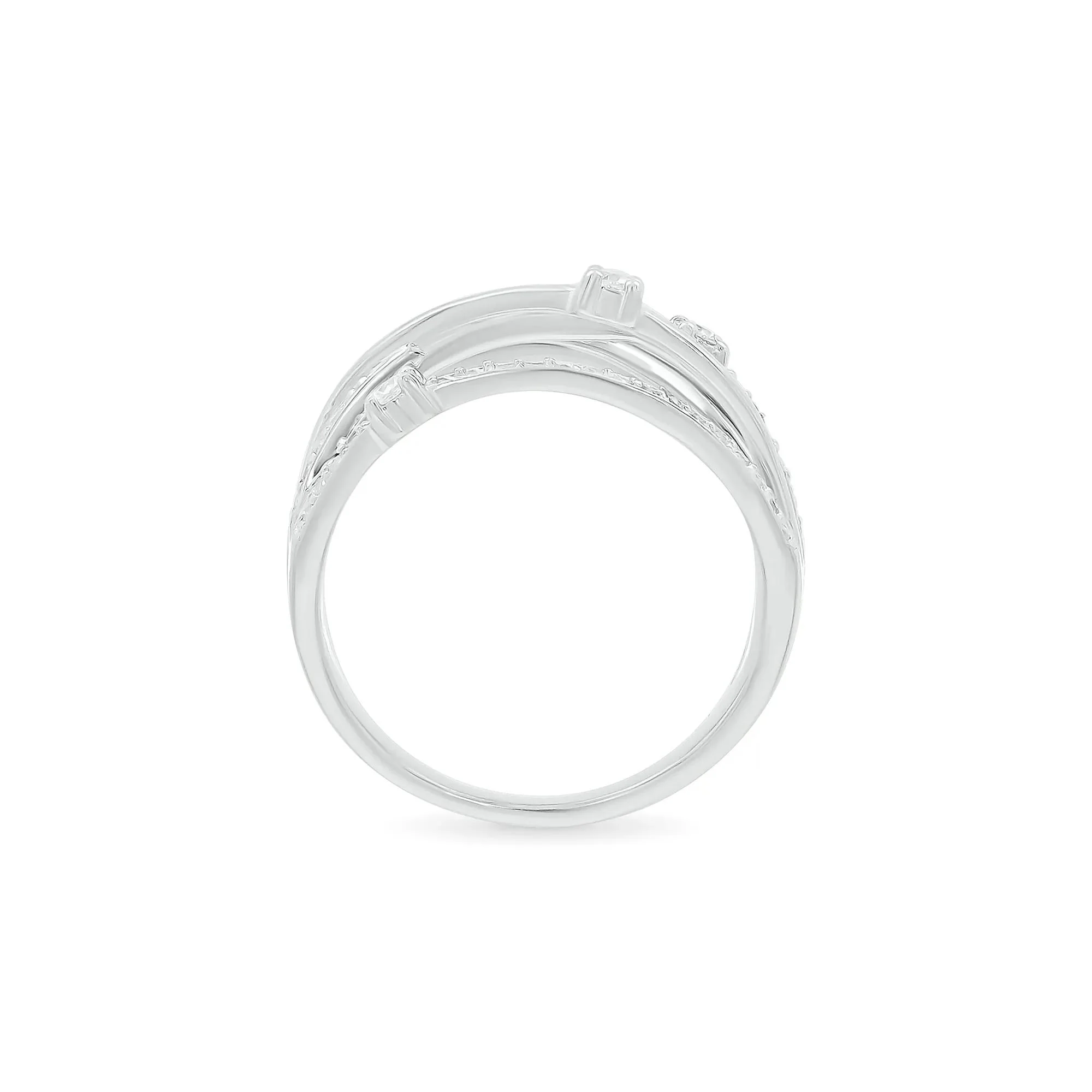 3/8 CT. Tw. Diamond Multi-Row Ring 10K White Gold Round Brilliant Cut Size 8 9mm - Image 2