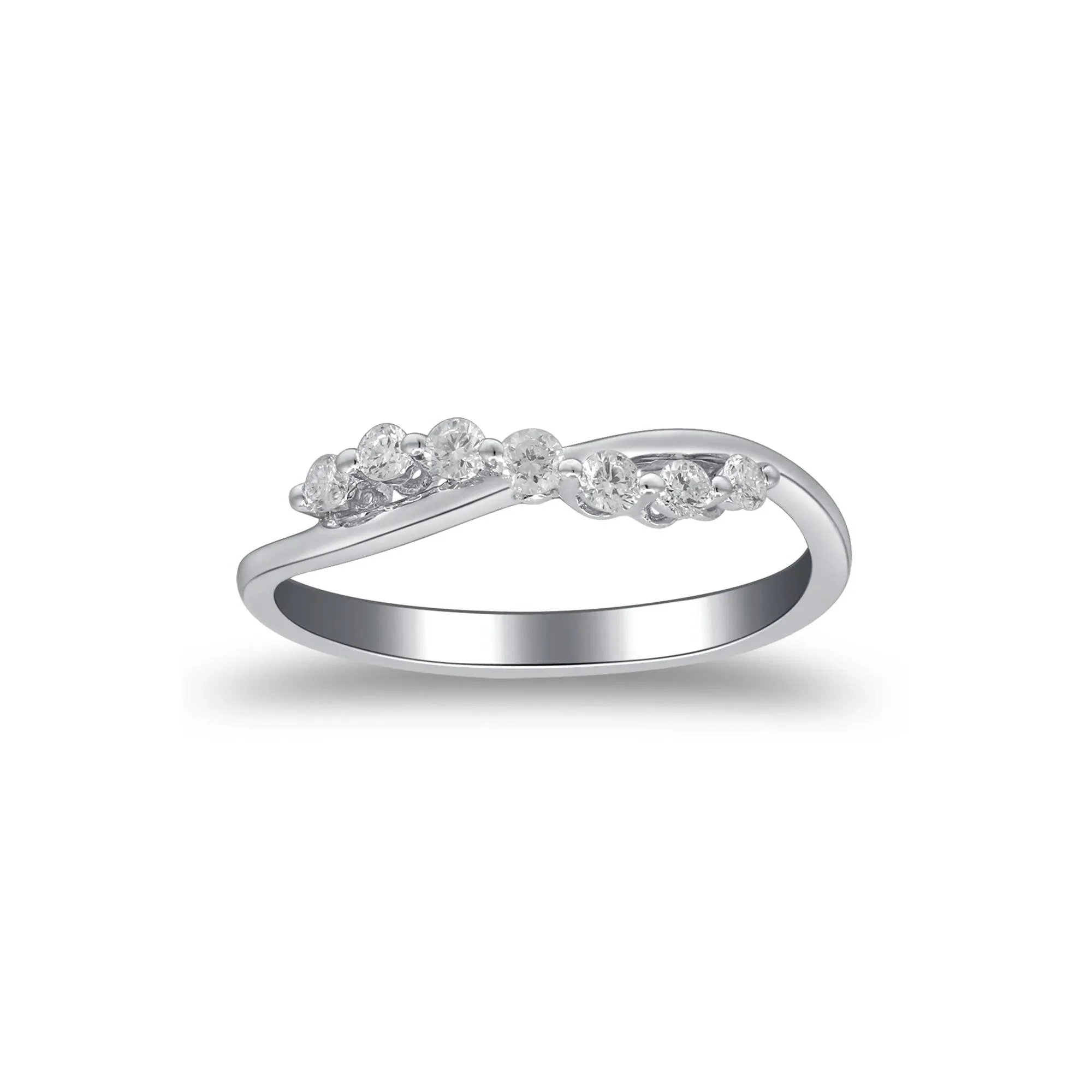 1/5 CT. Tw. Diamond Ring 10K White Gold Round Brilliant Cut Size 7.5 2mm